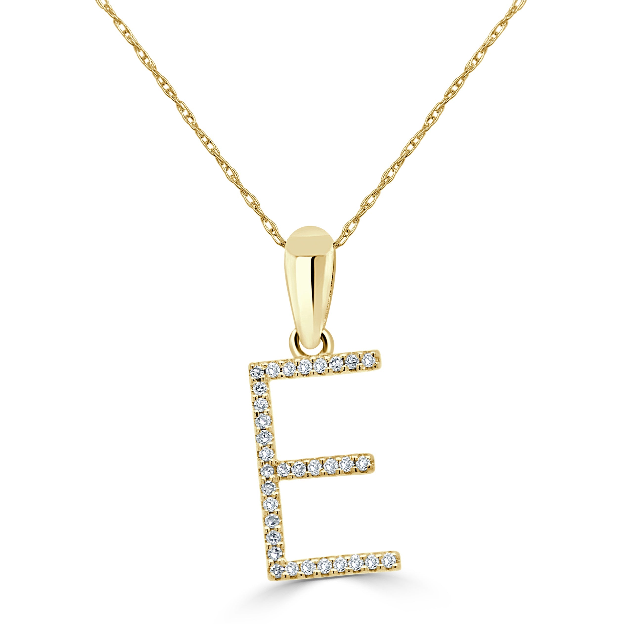 Yellow Gold Diamond Initial Necklace