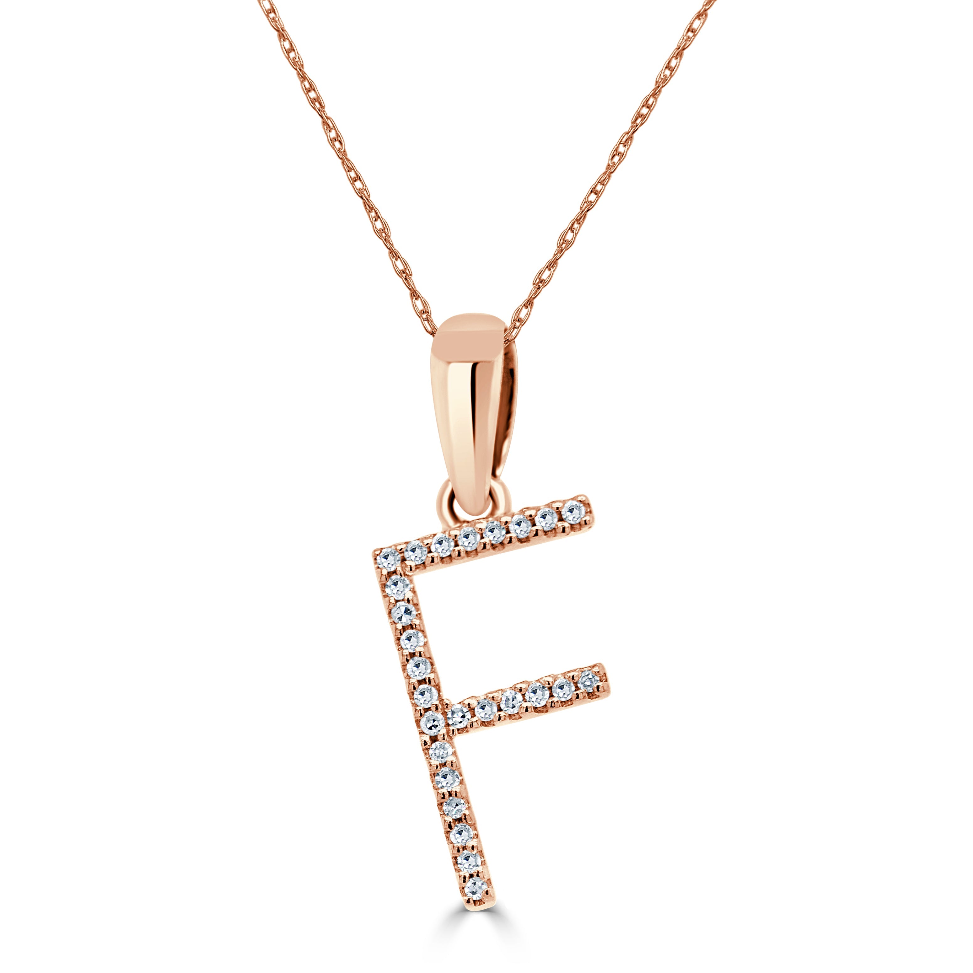 Rose Gold Diamond Initial Necklace