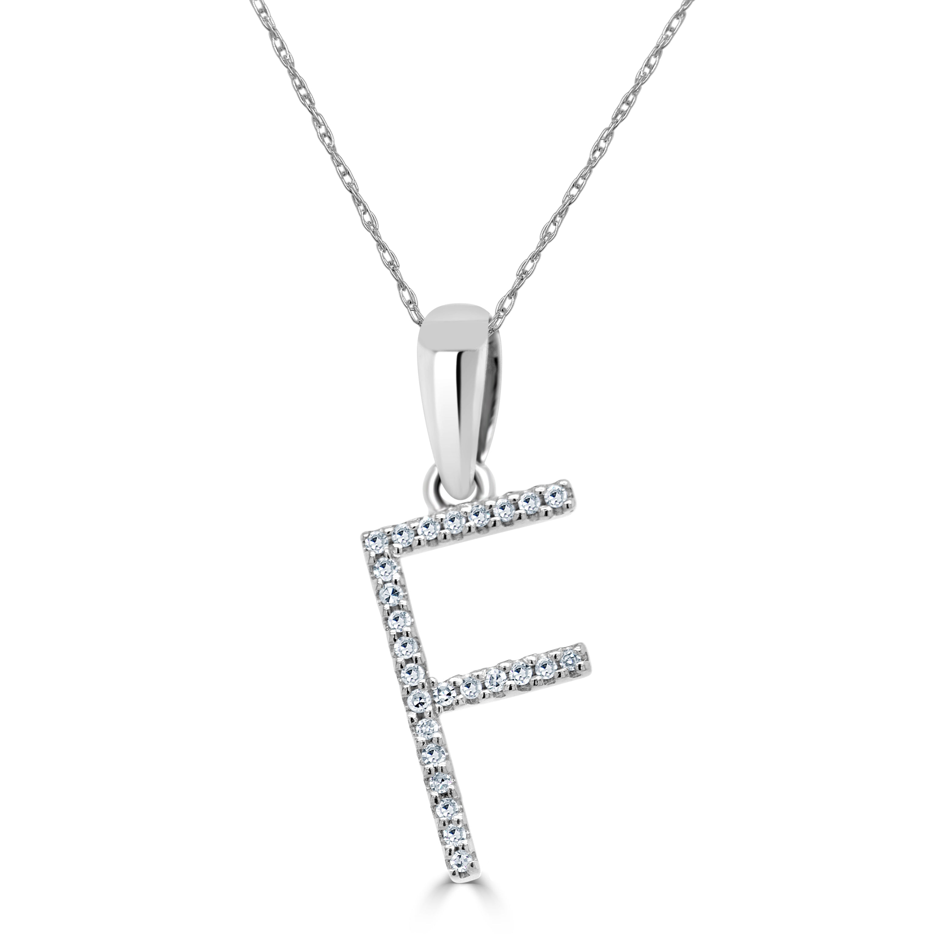 White Gold Diamond Initial Necklace