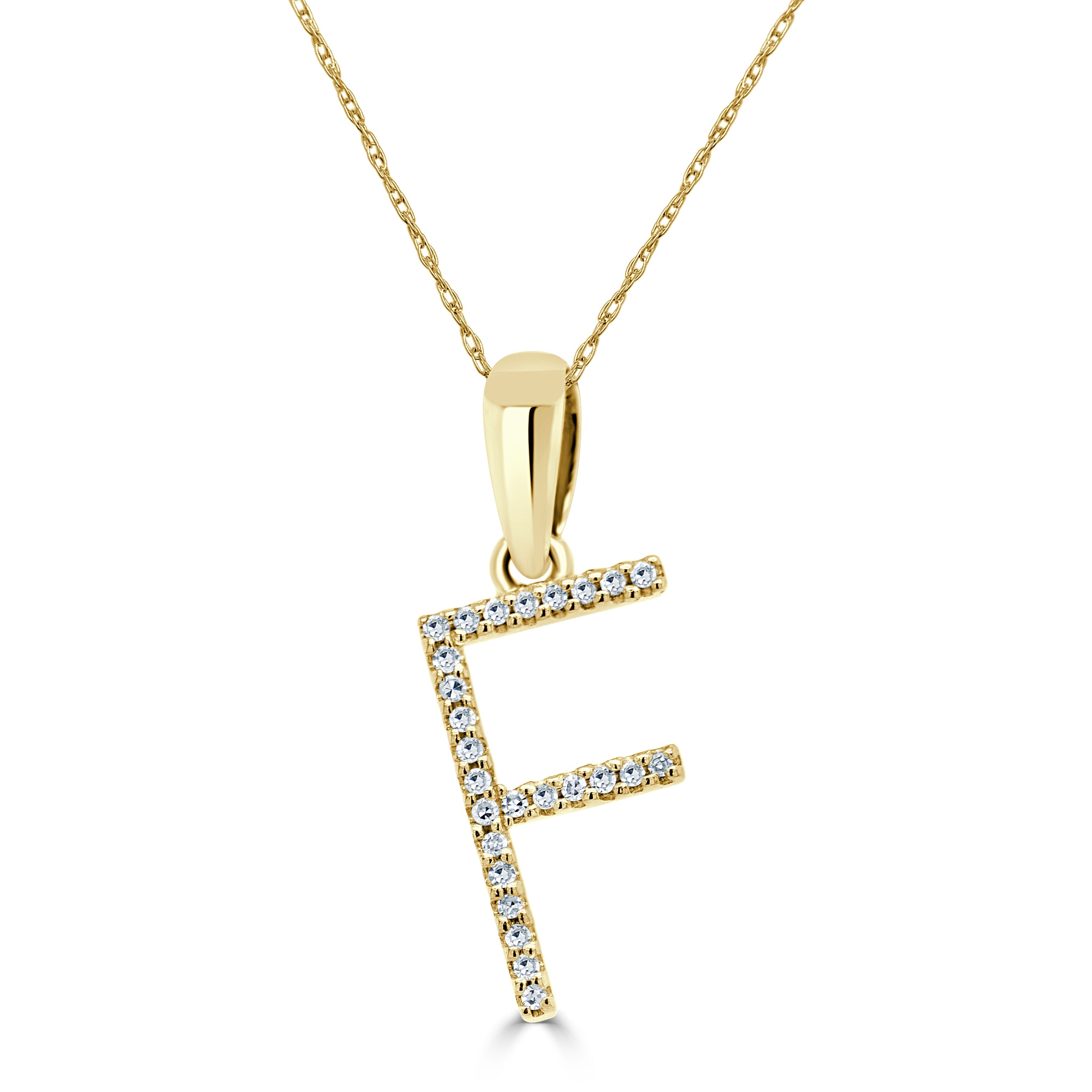 Yellow Gold Diamond Initial Necklace