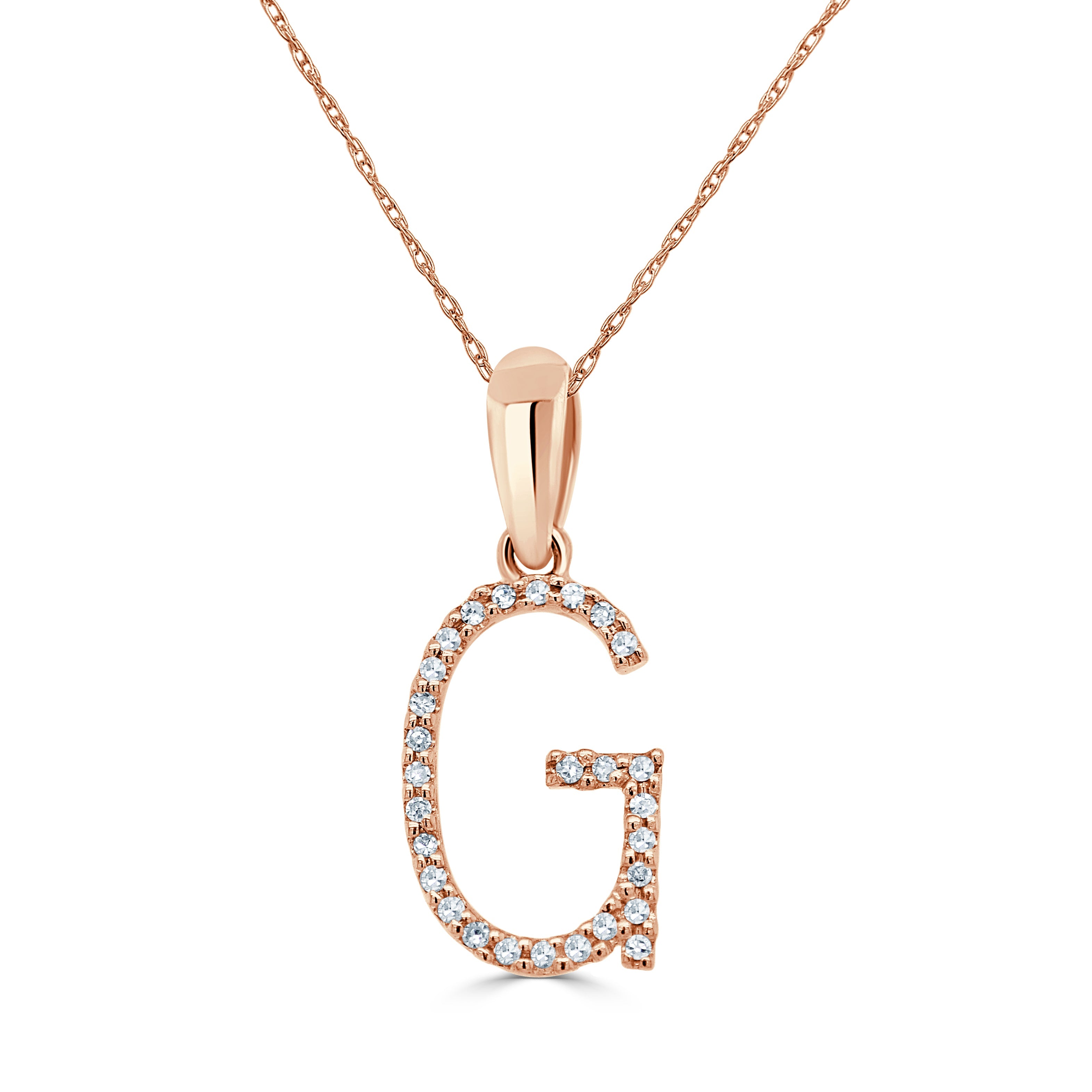 Rose Gold Diamond Initial Necklace
