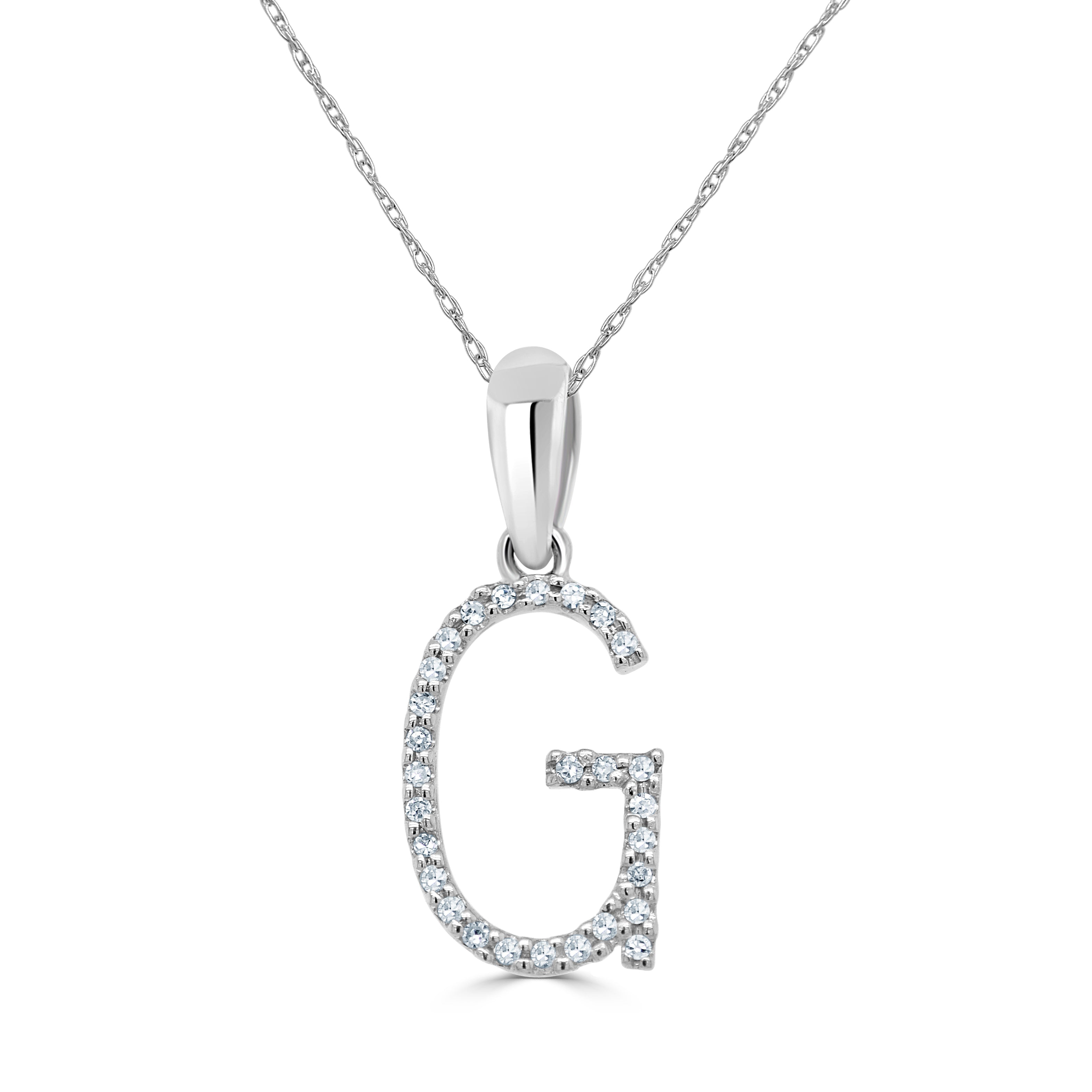 White Gold Diamond Initial Necklace
