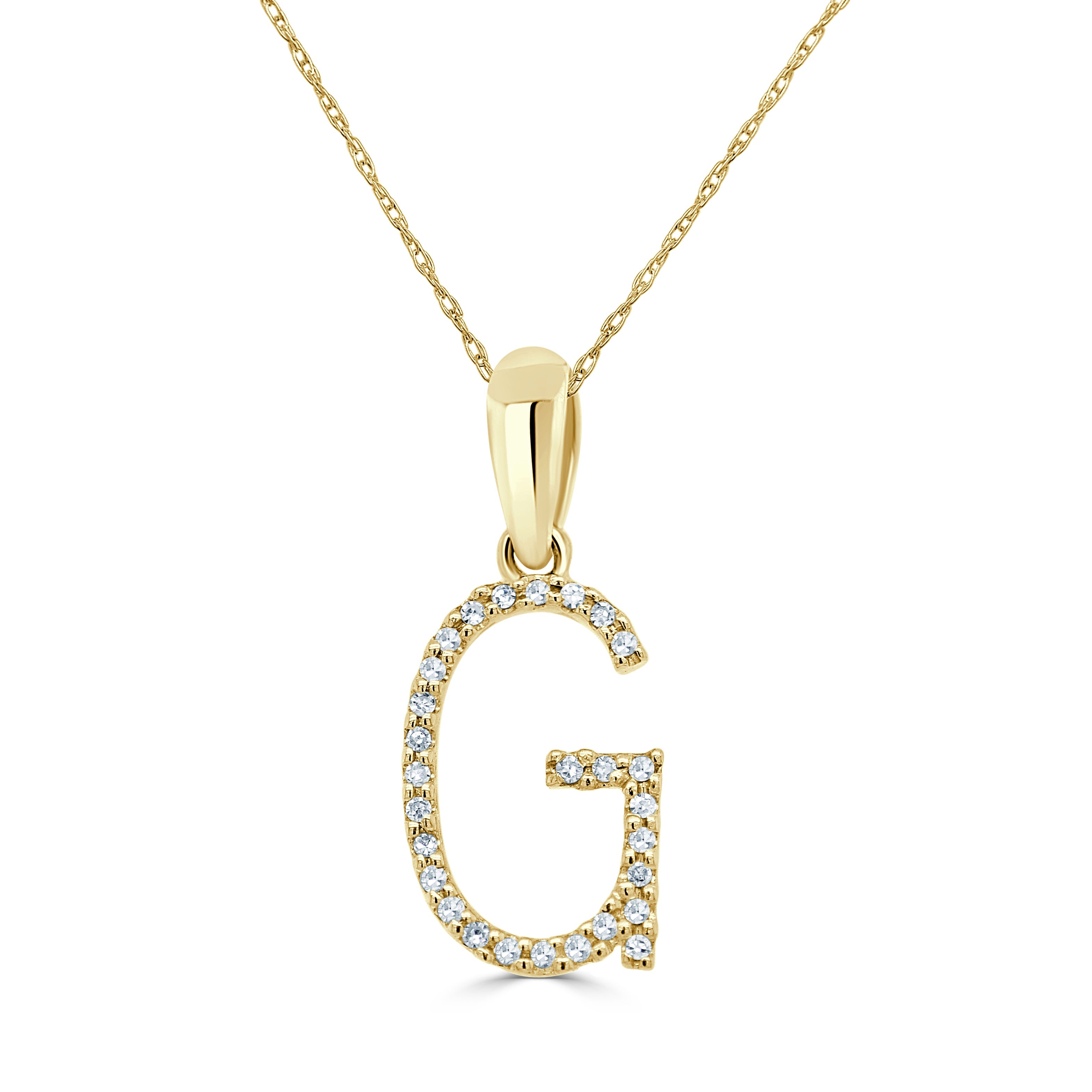 Yellow Gold Diamond Initial Necklace
