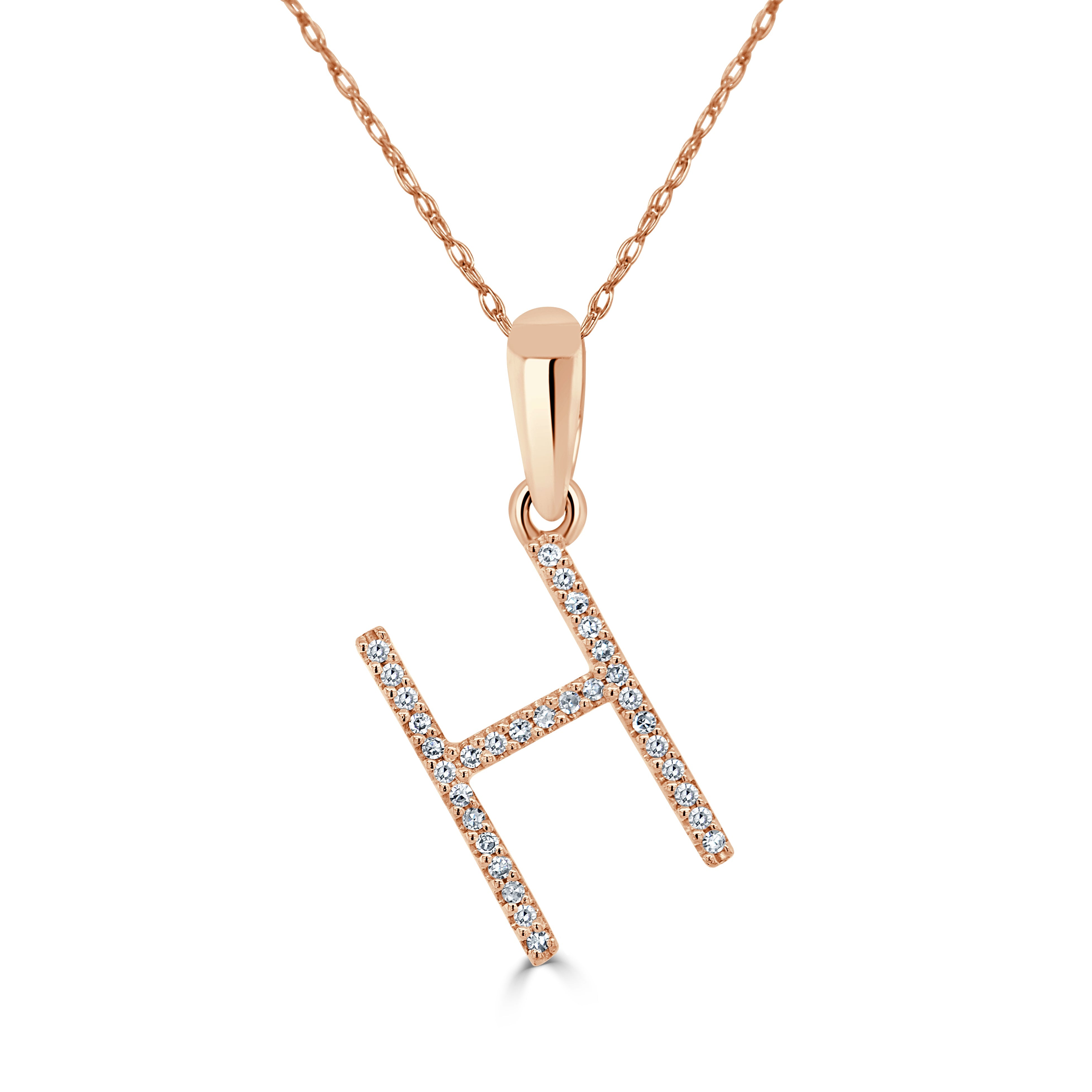 Rose Gold Diamond Initial Necklace