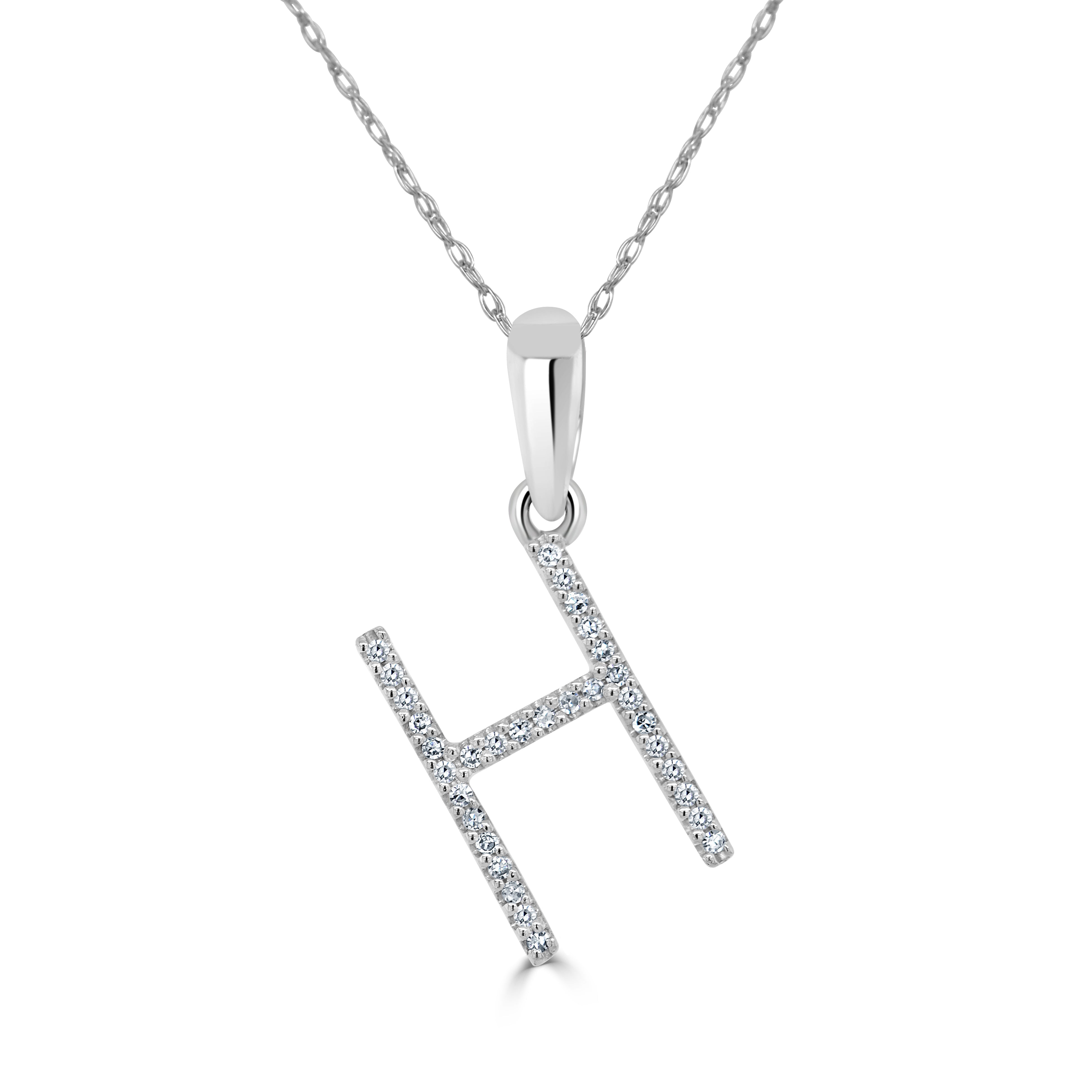 White Gold Diamond Initial Necklace
