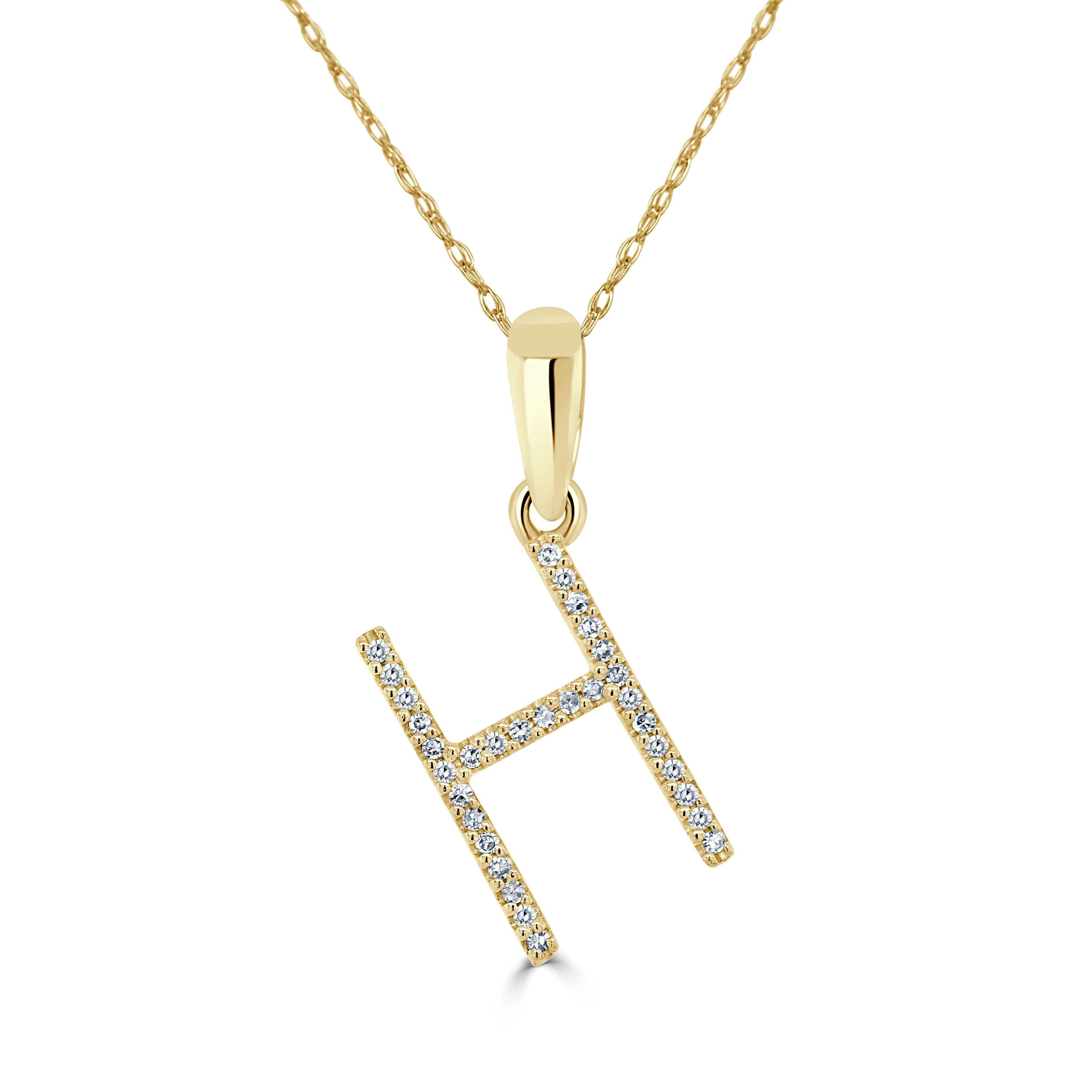 Yellow Gold Diamond Initial Necklace