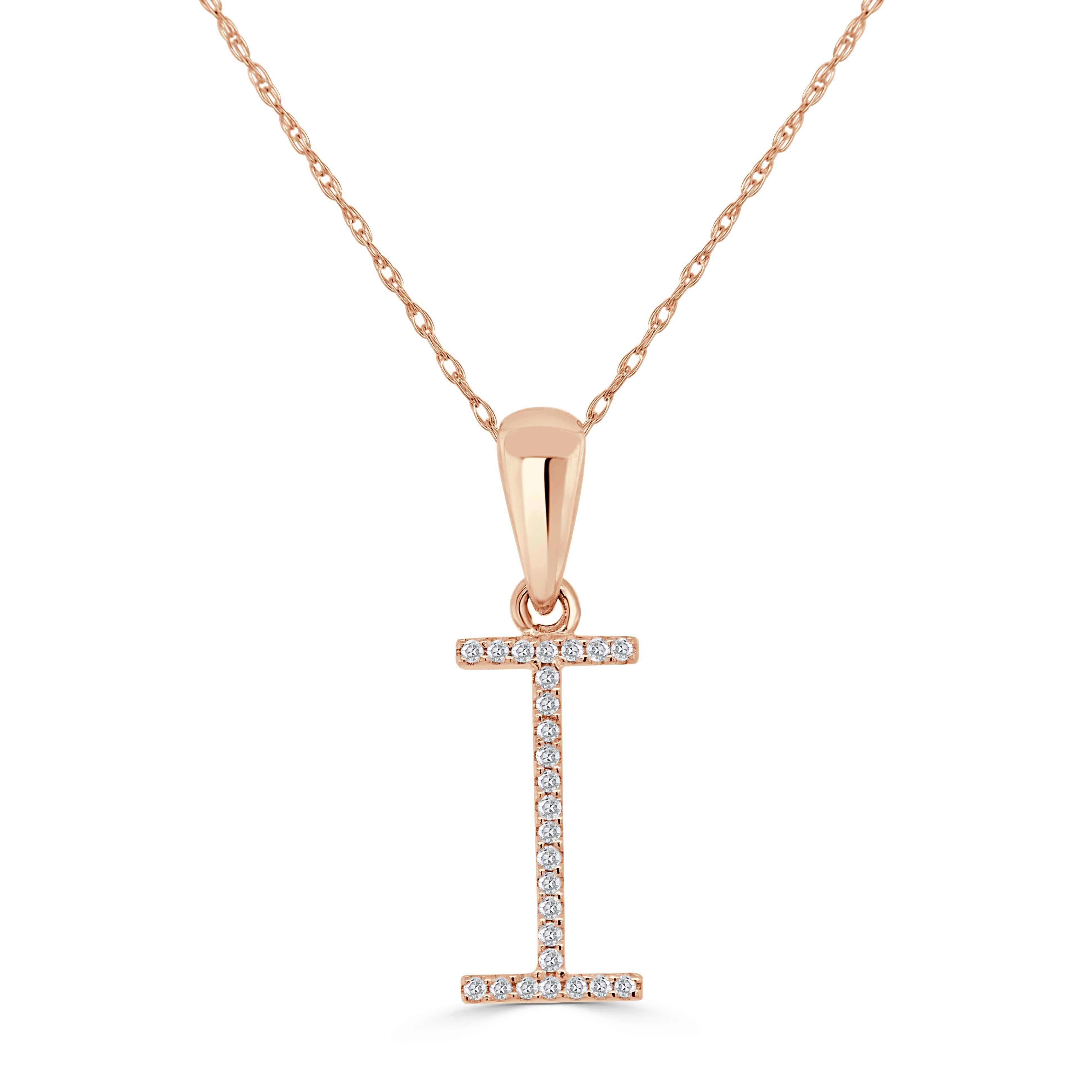 Rose Gold Diamond Initial Necklace