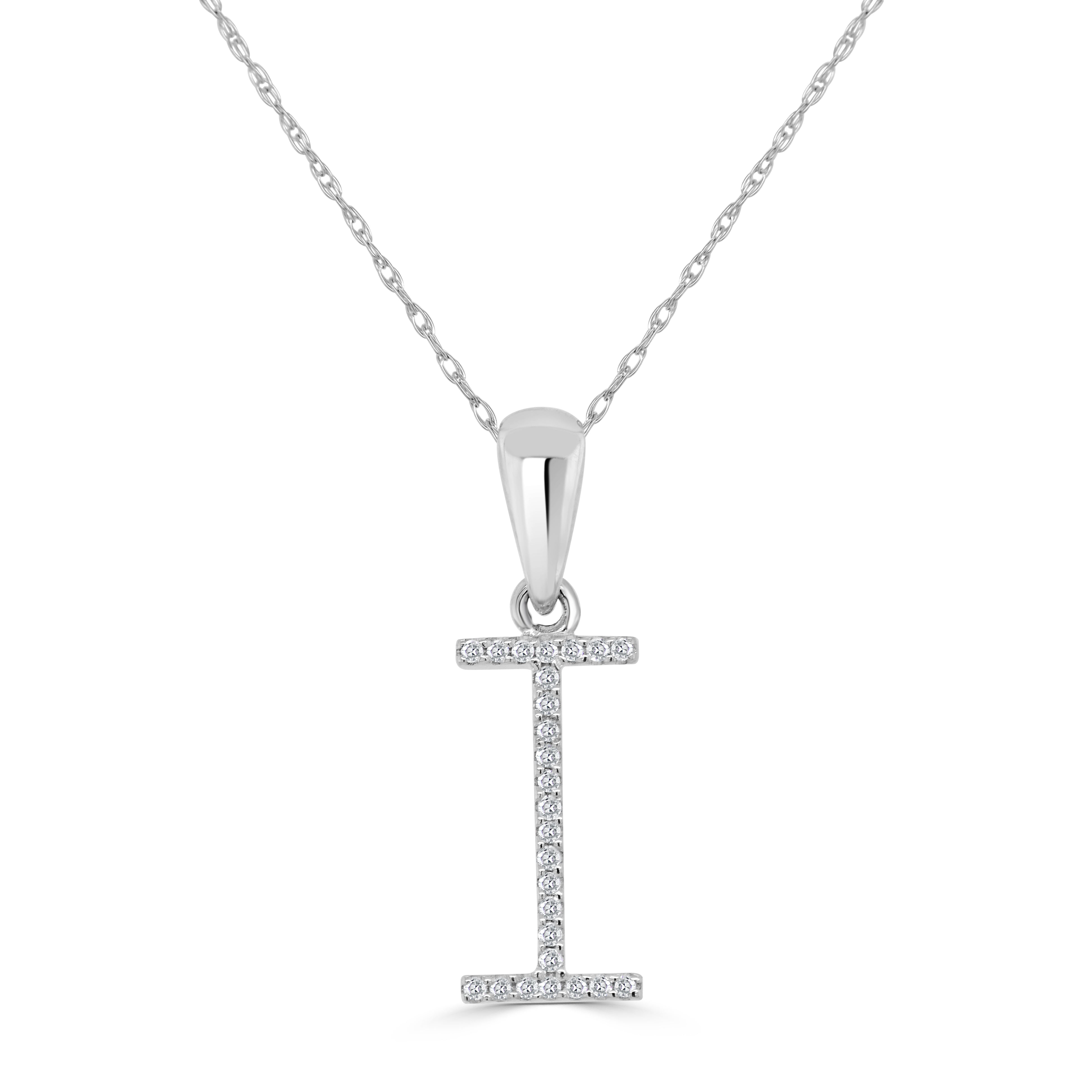 White Gold Diamond Initial Necklace