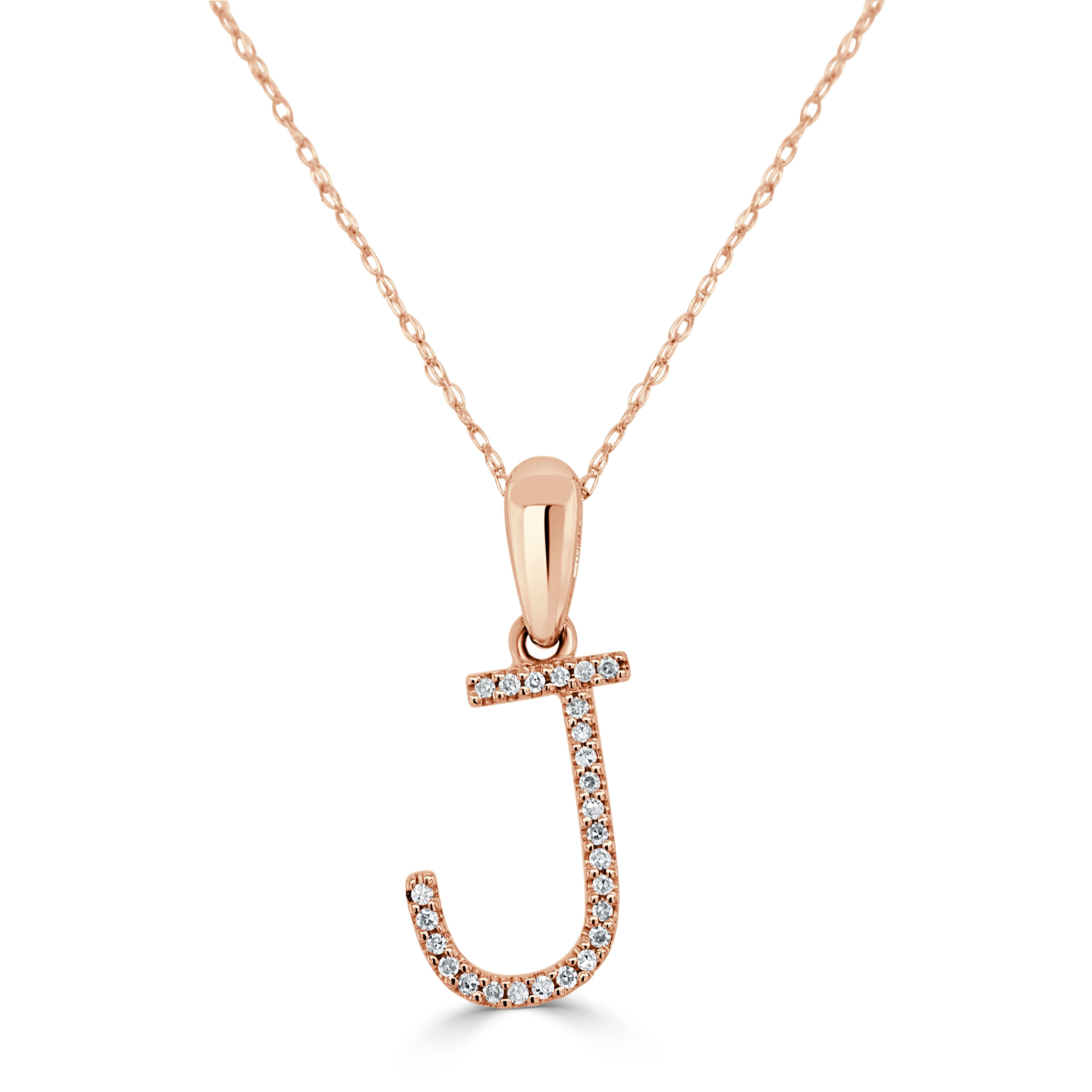 Rose Gold Diamond Initial Necklace