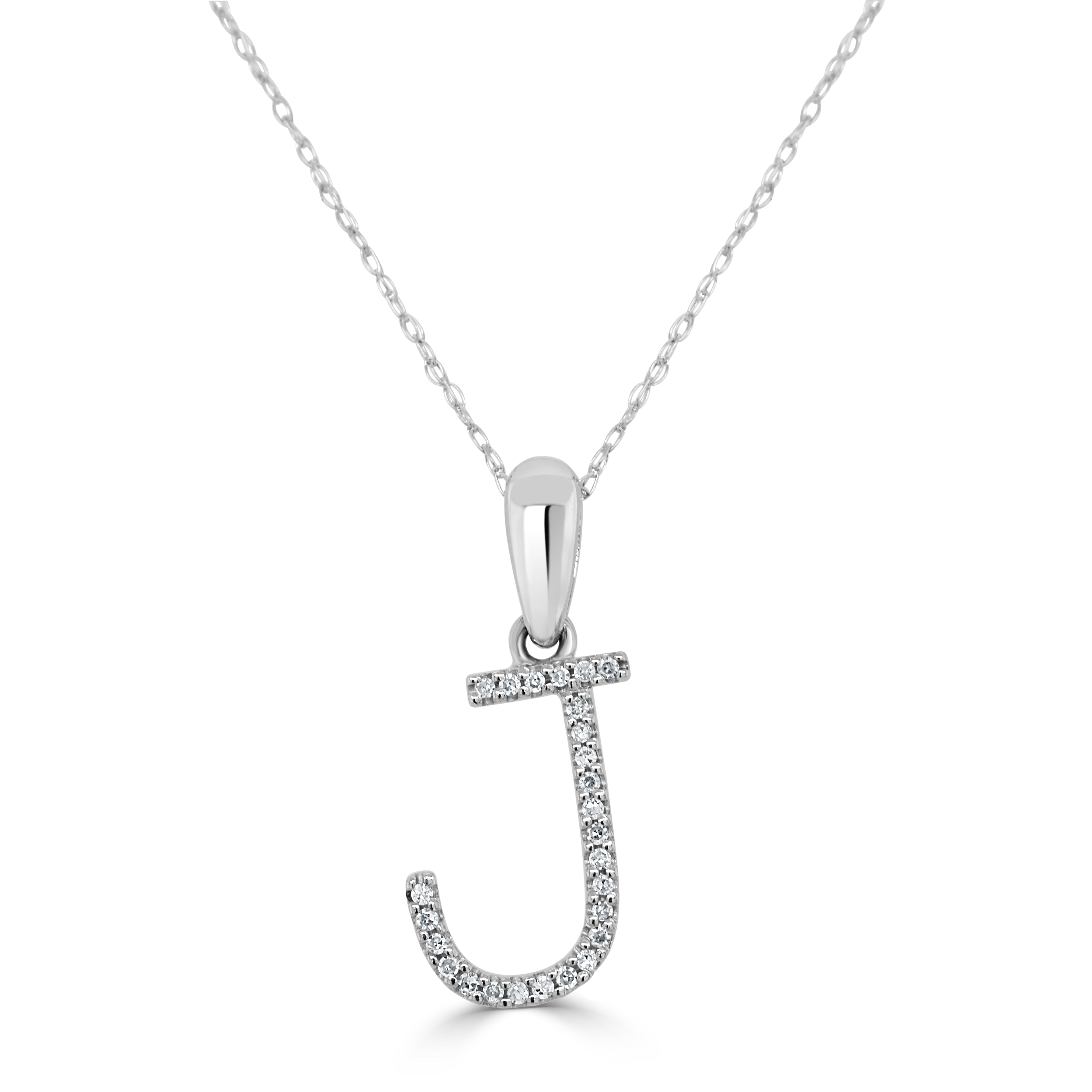 White Gold Diamond Initial Necklace