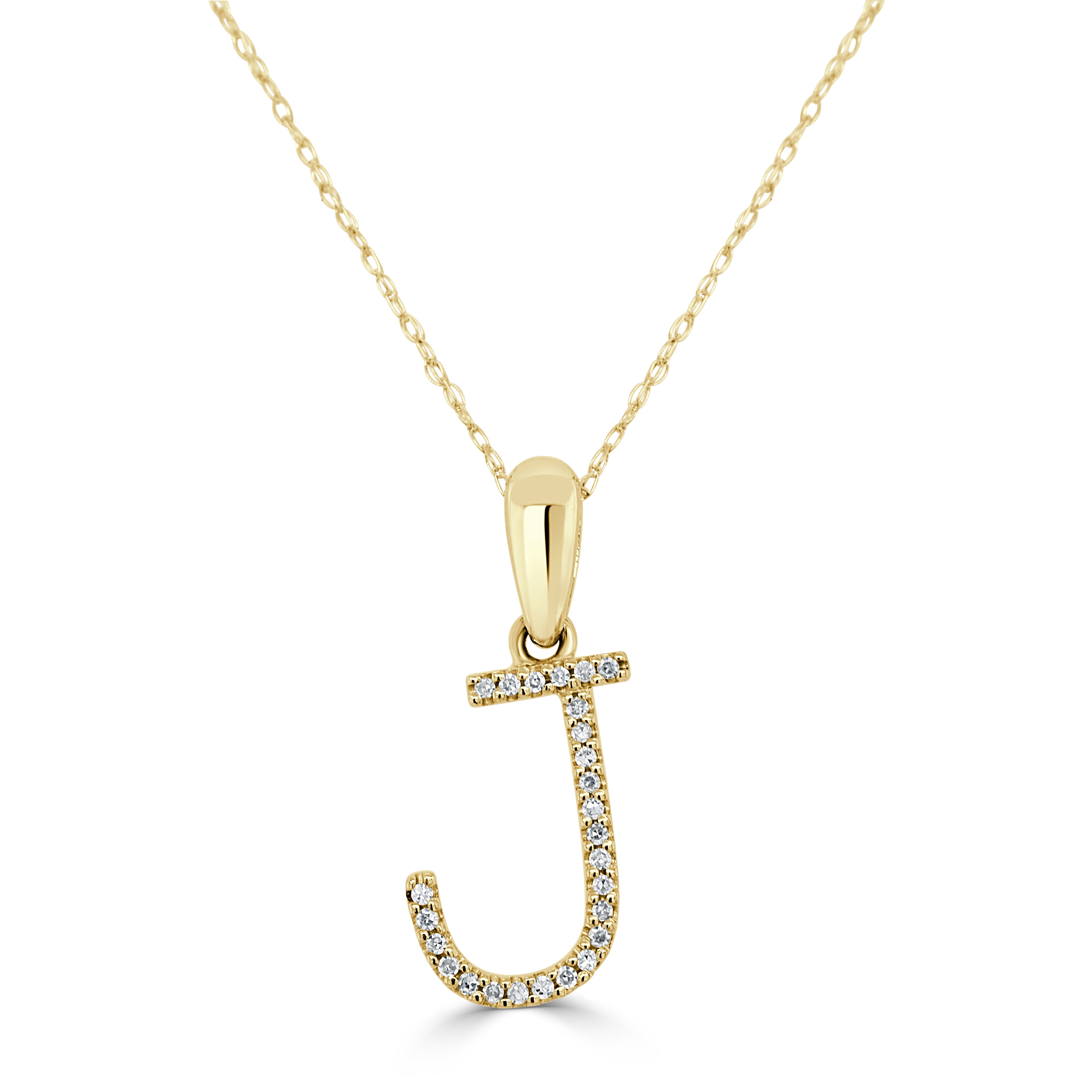 Yellow Gold Diamond Initial Necklace