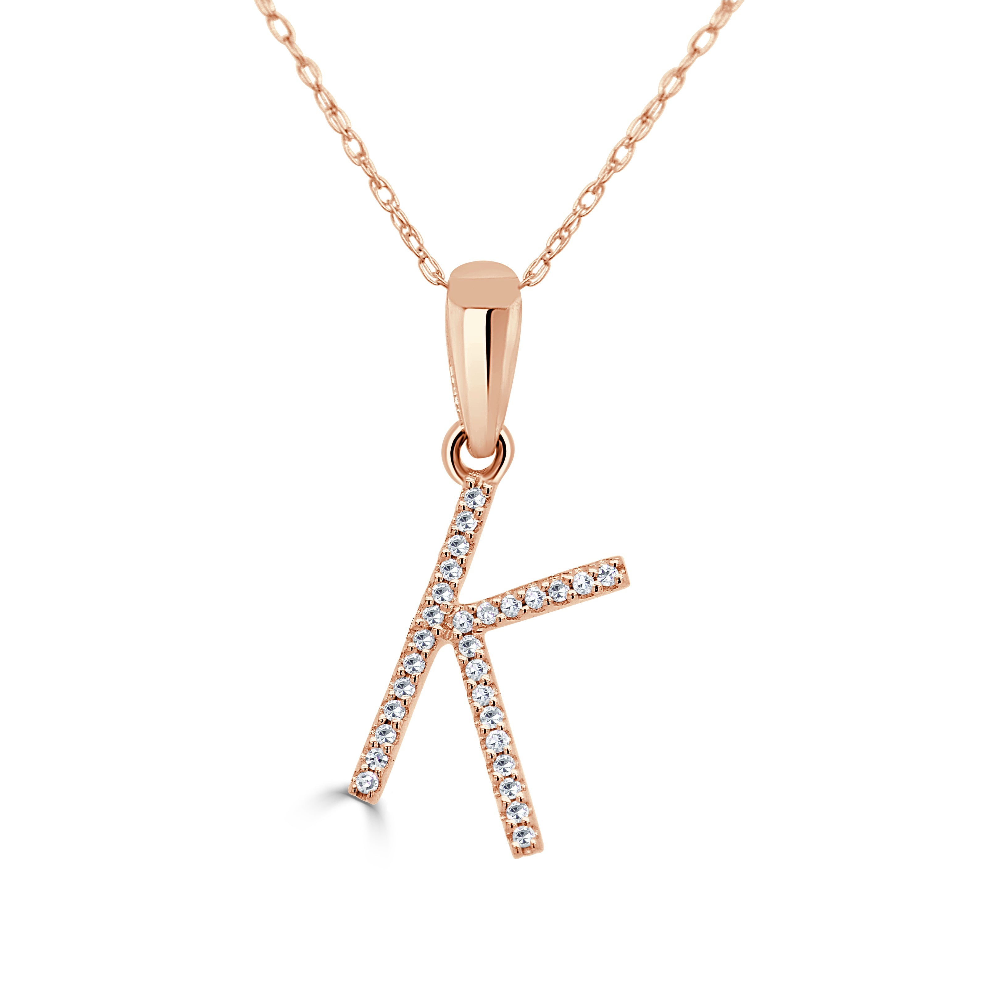 Rose Gold Diamond Initial Necklace