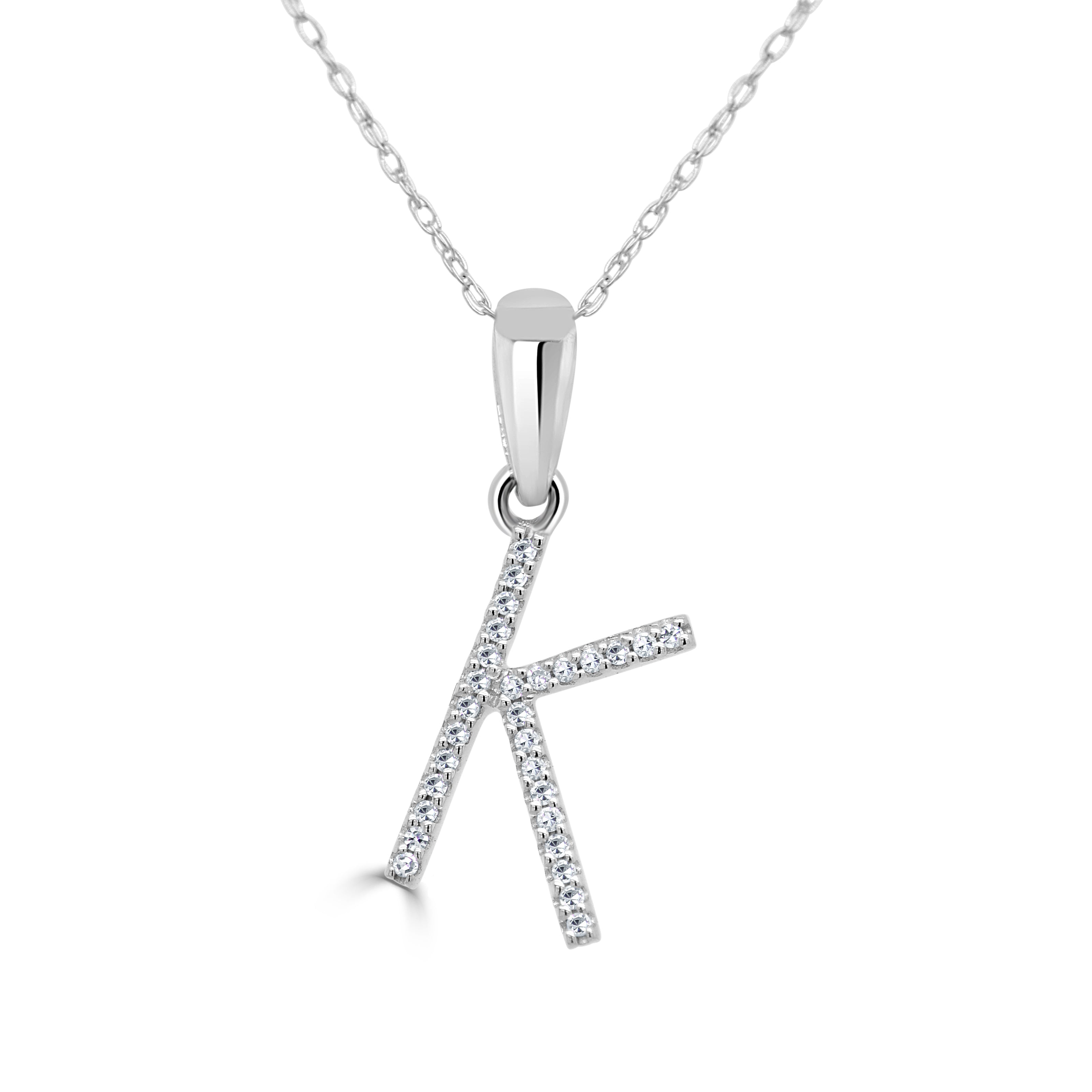 White Gold Diamond Initial Necklace