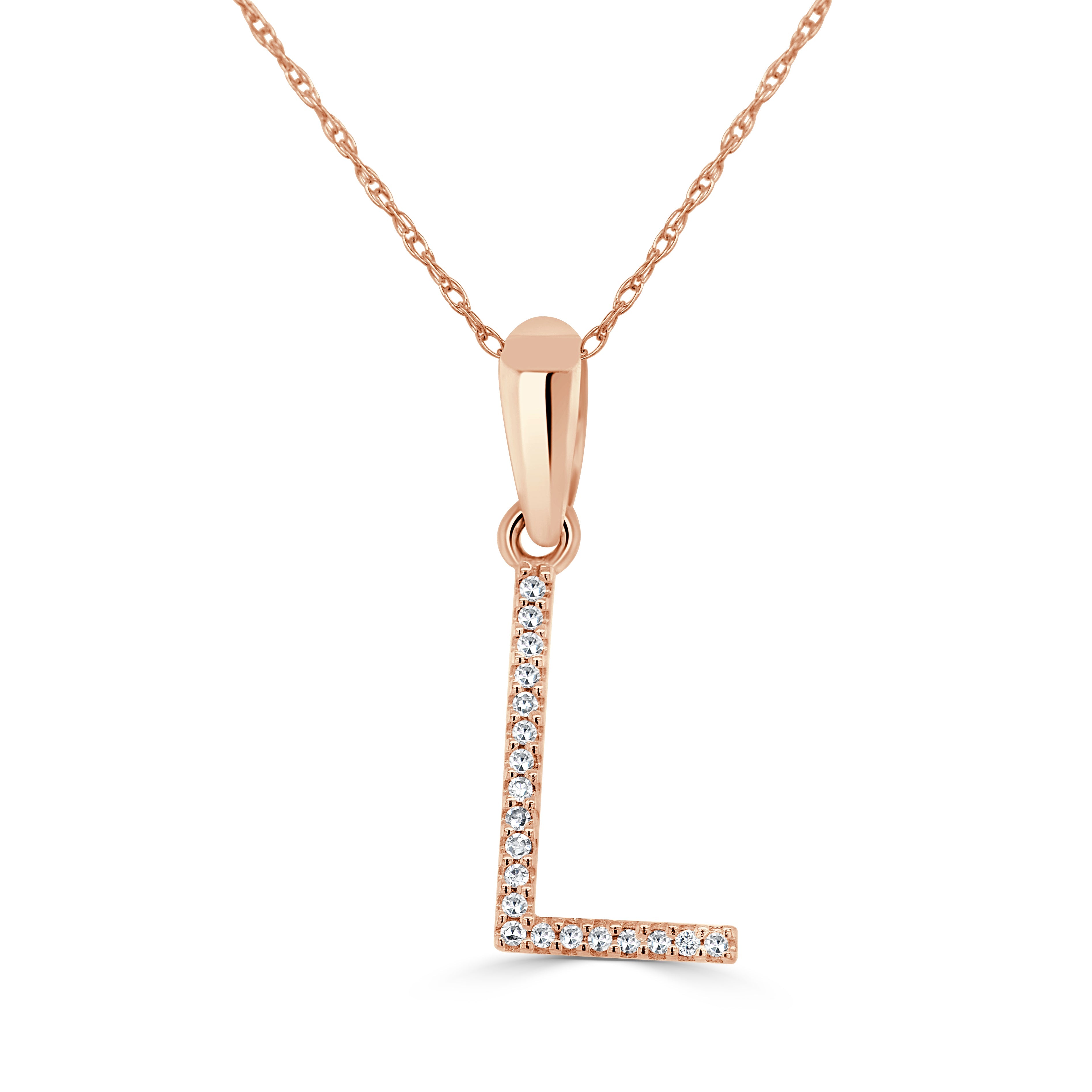 Rose Gold Diamond Initial Necklace