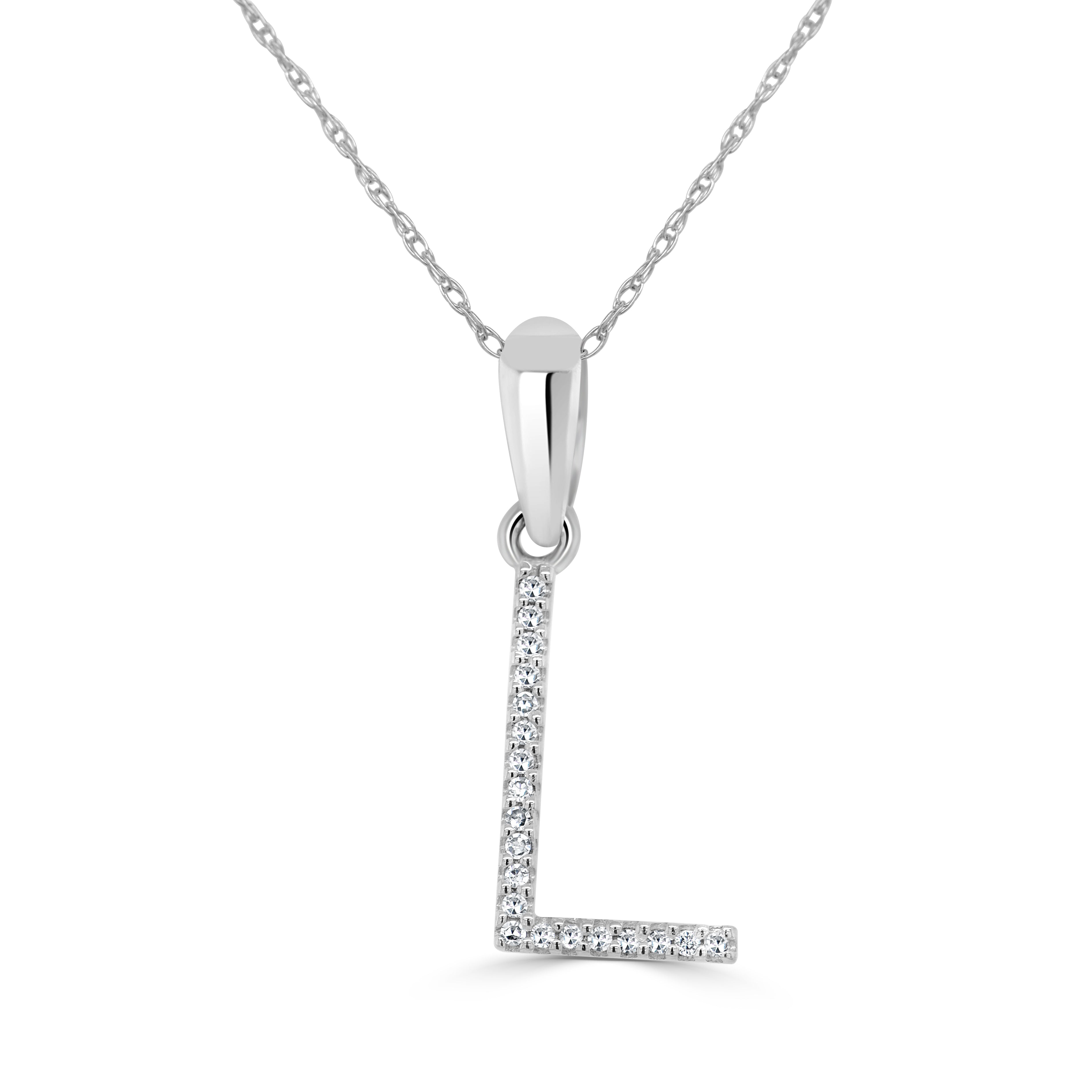 White Gold Diamond Initial Necklace