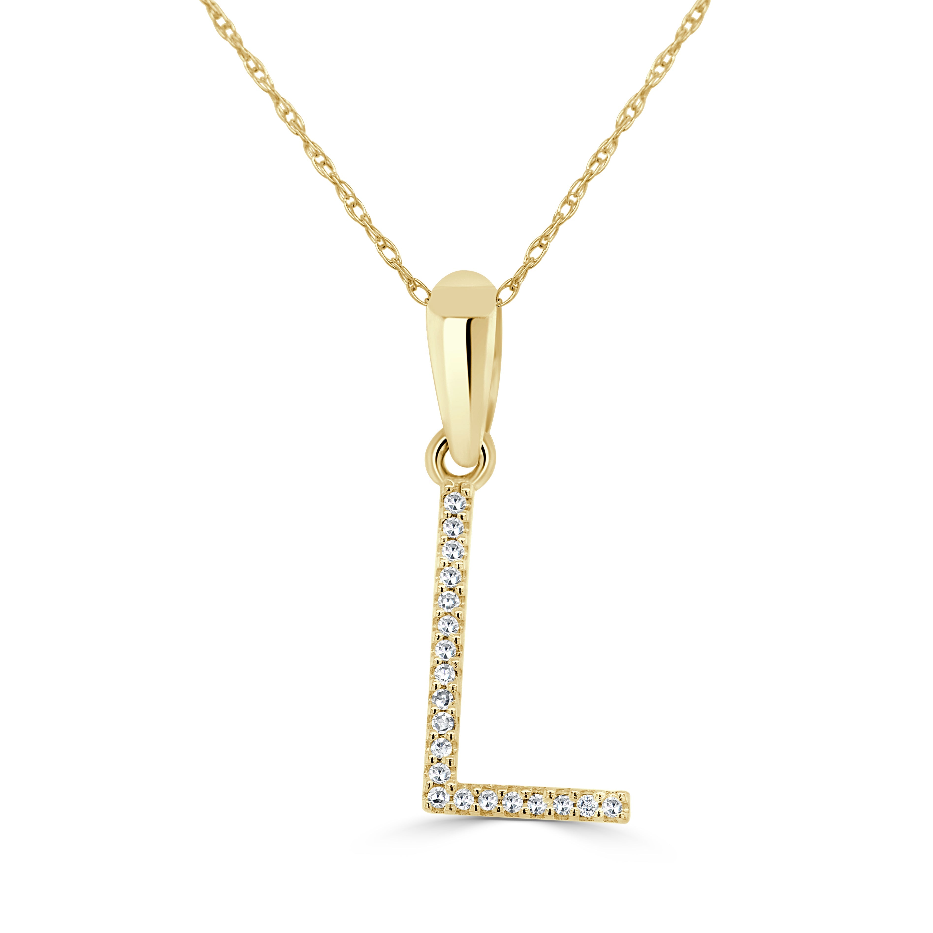 Yellow Gold Diamond Initial Necklace