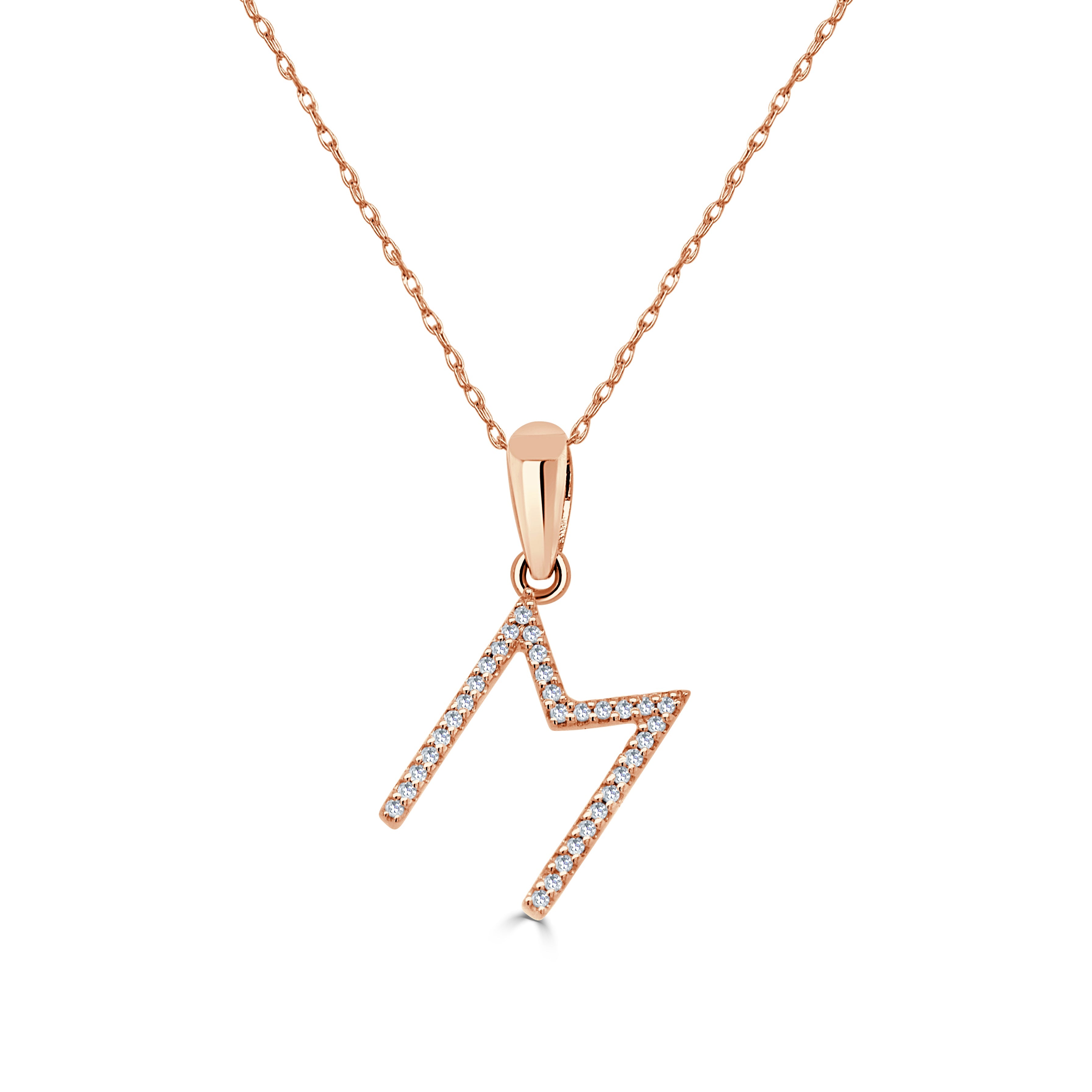 Rose Gold Diamond Initial Necklace