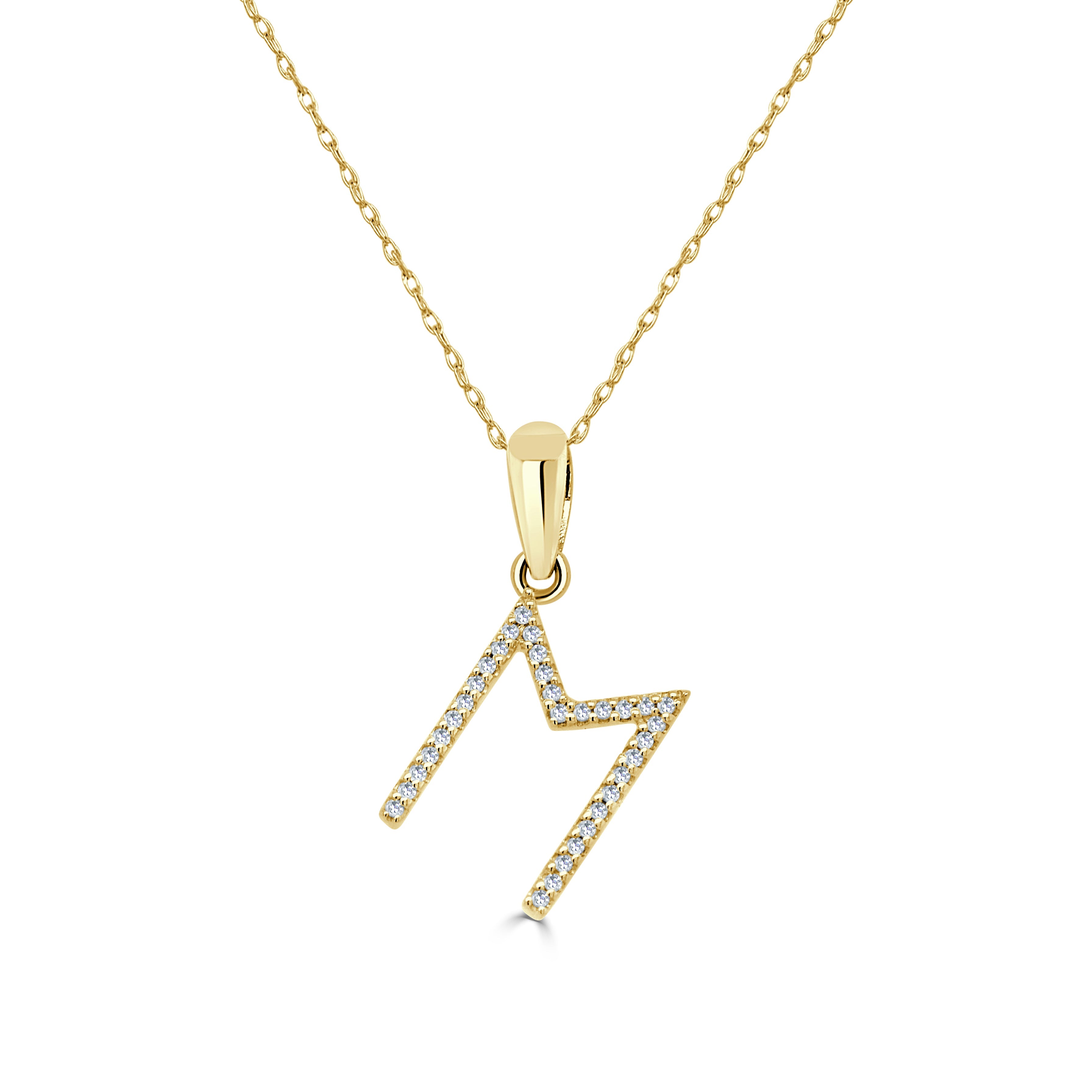 Yellow Gold Diamond Initial Necklace