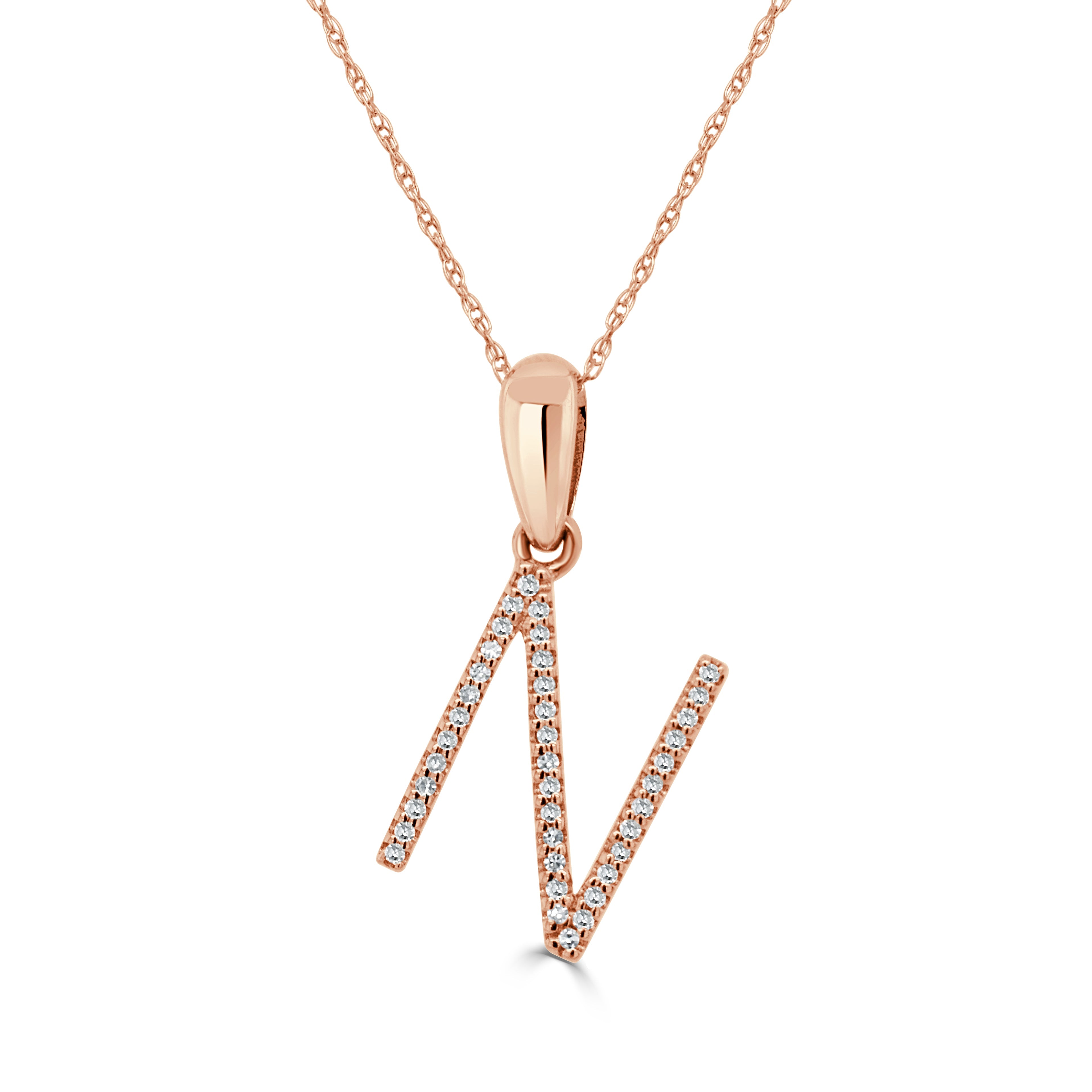 Rose Gold Diamond Initial Necklace