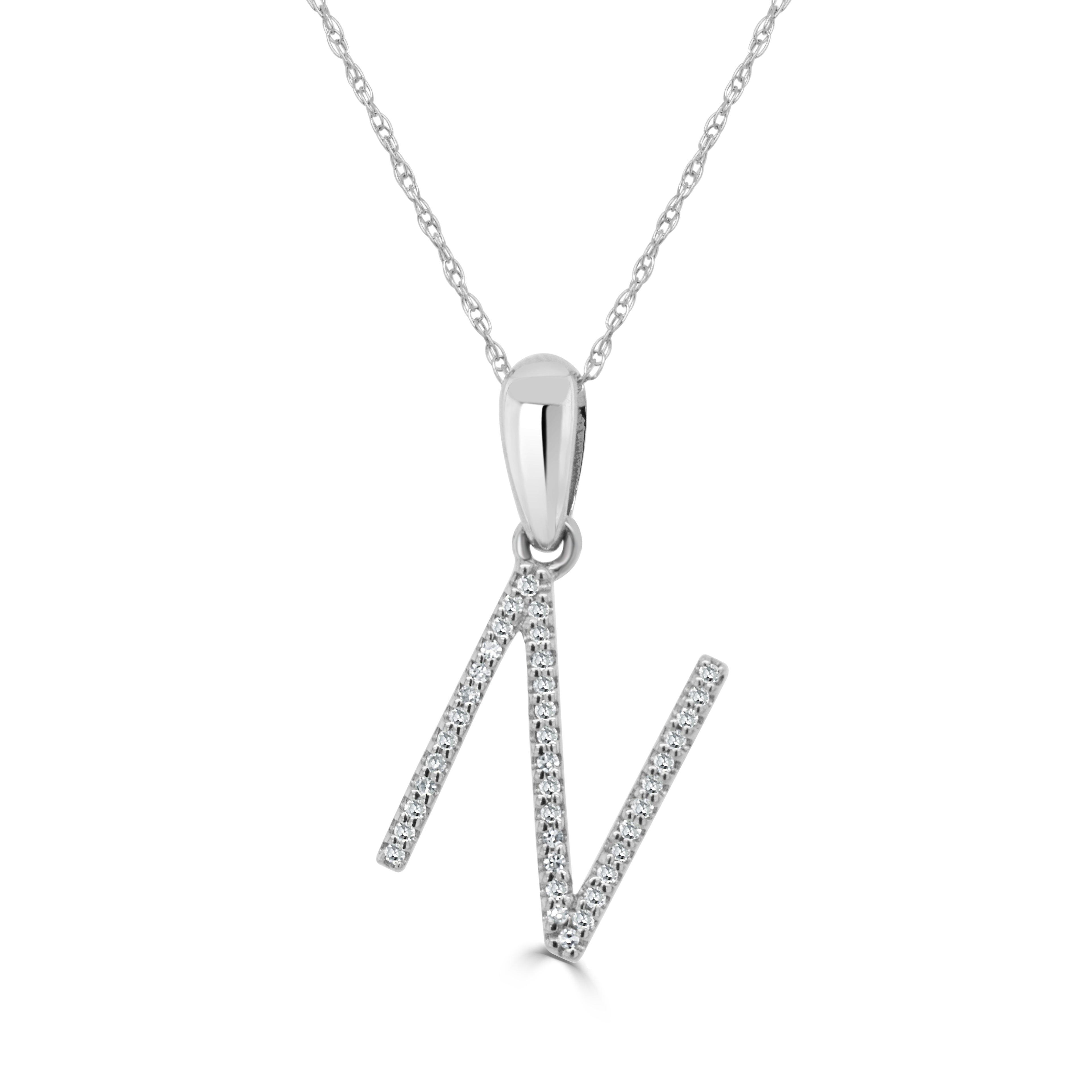 White Gold Diamond Initial Necklace