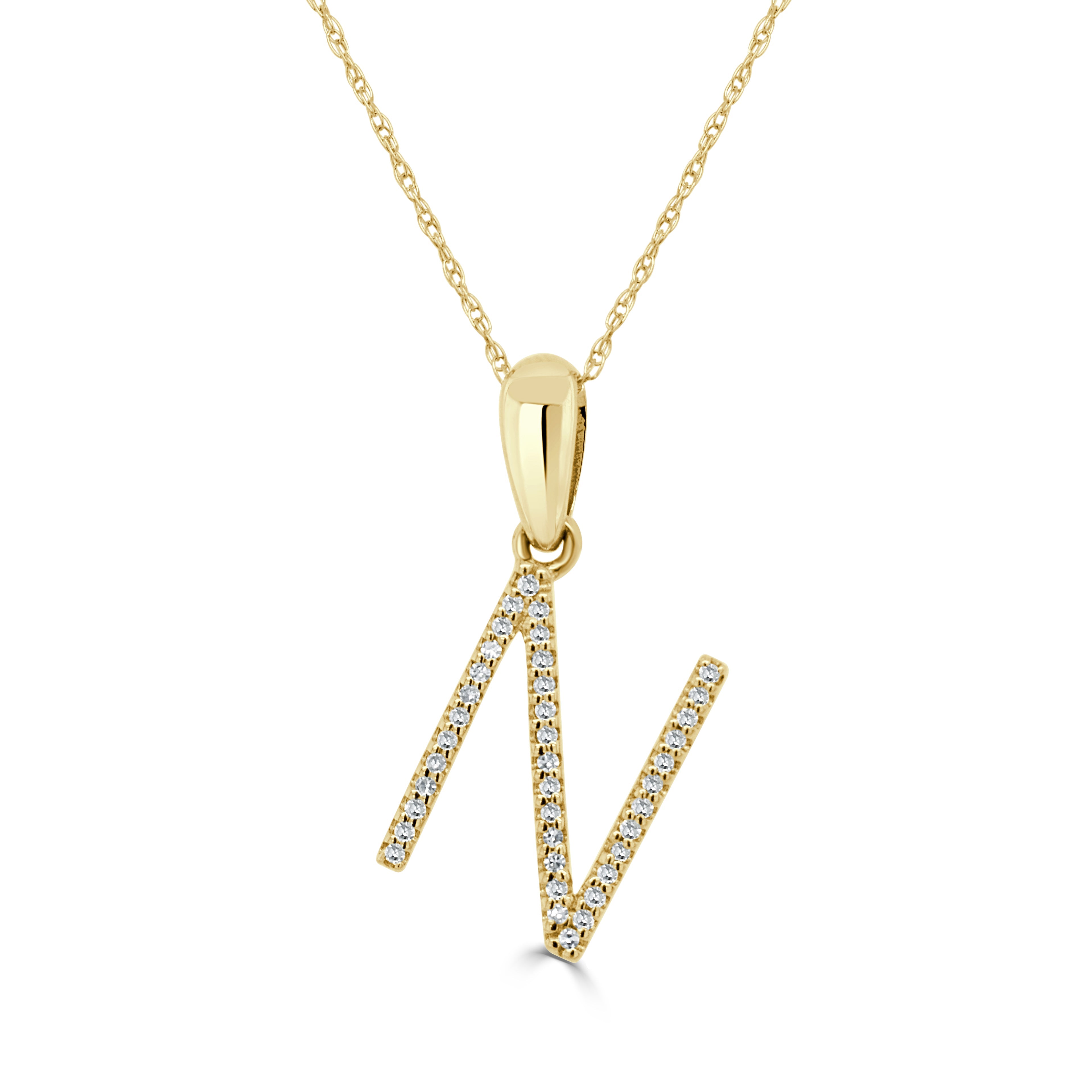 Yellow Gold Diamond Initial Necklace