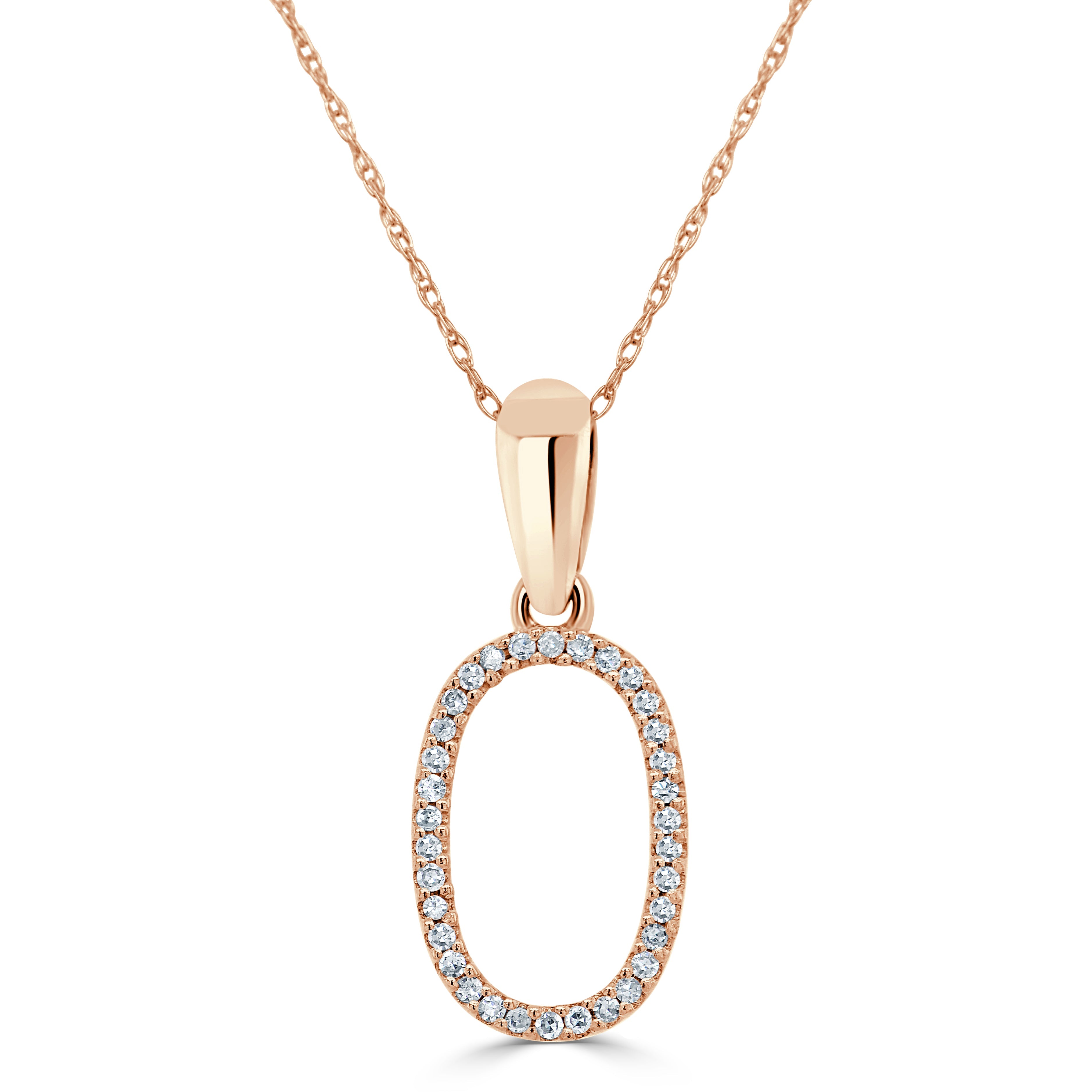 Rose Gold Diamond Initial Necklace