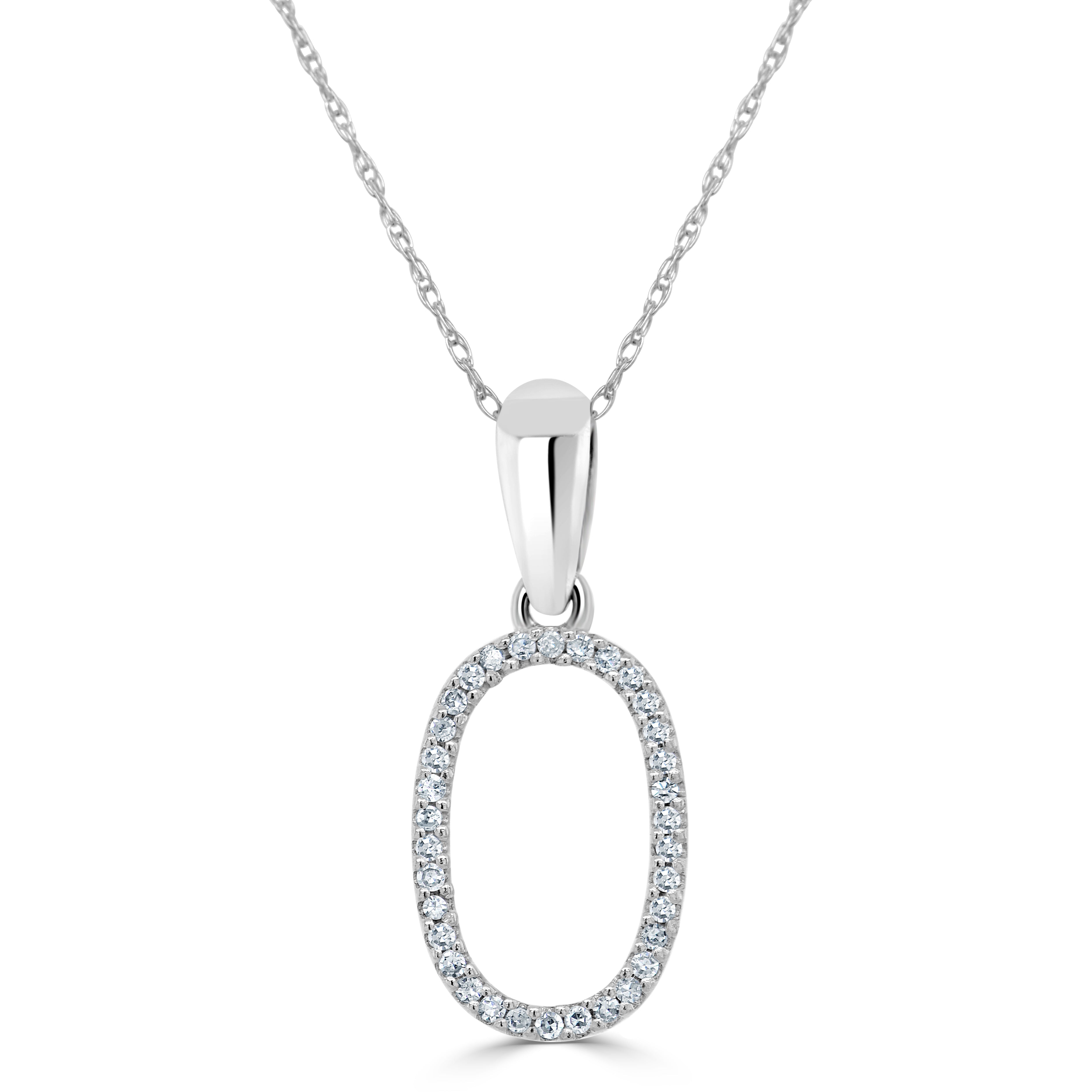 White Gold Diamond Initial Necklace