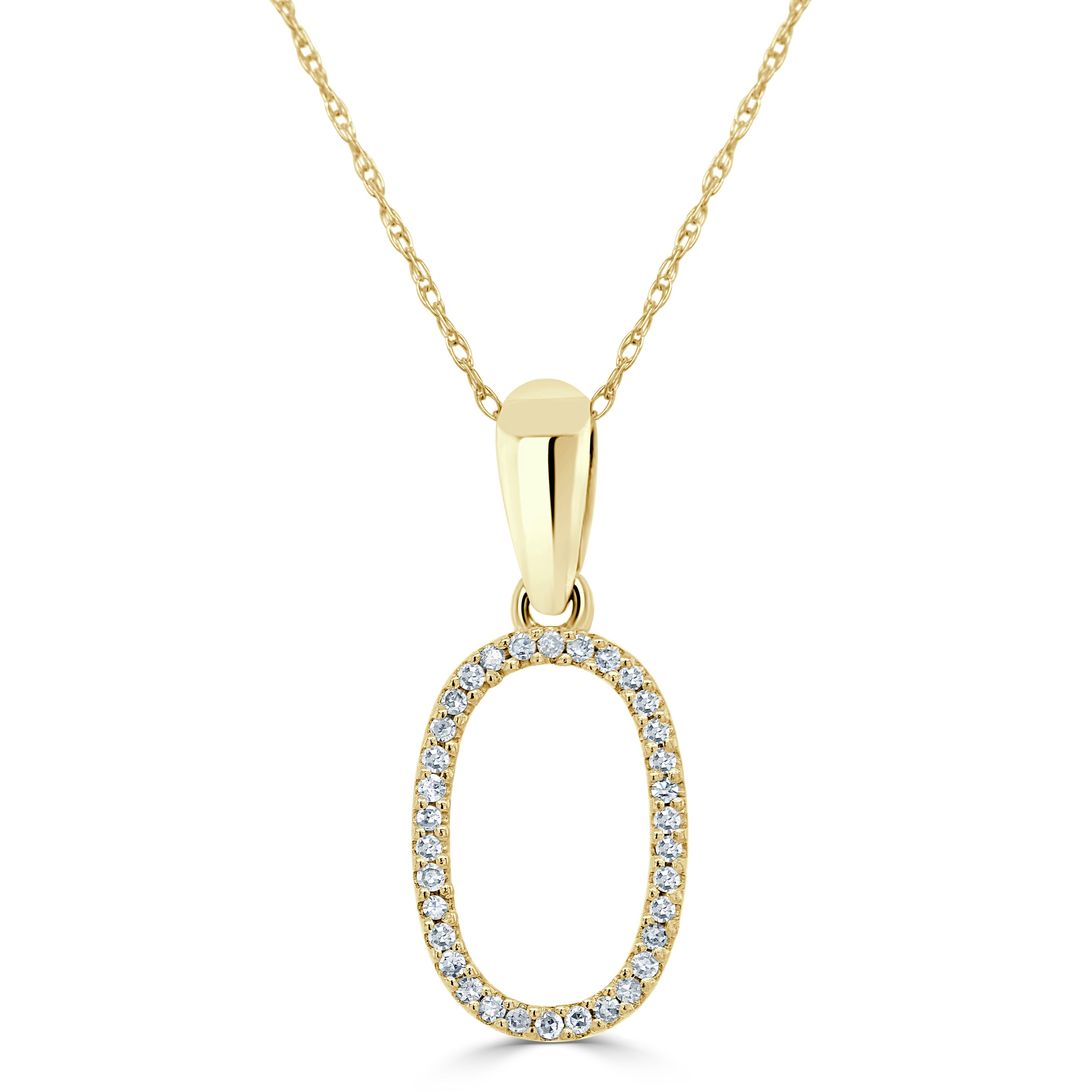 Yellow Gold Diamond Initial Necklace