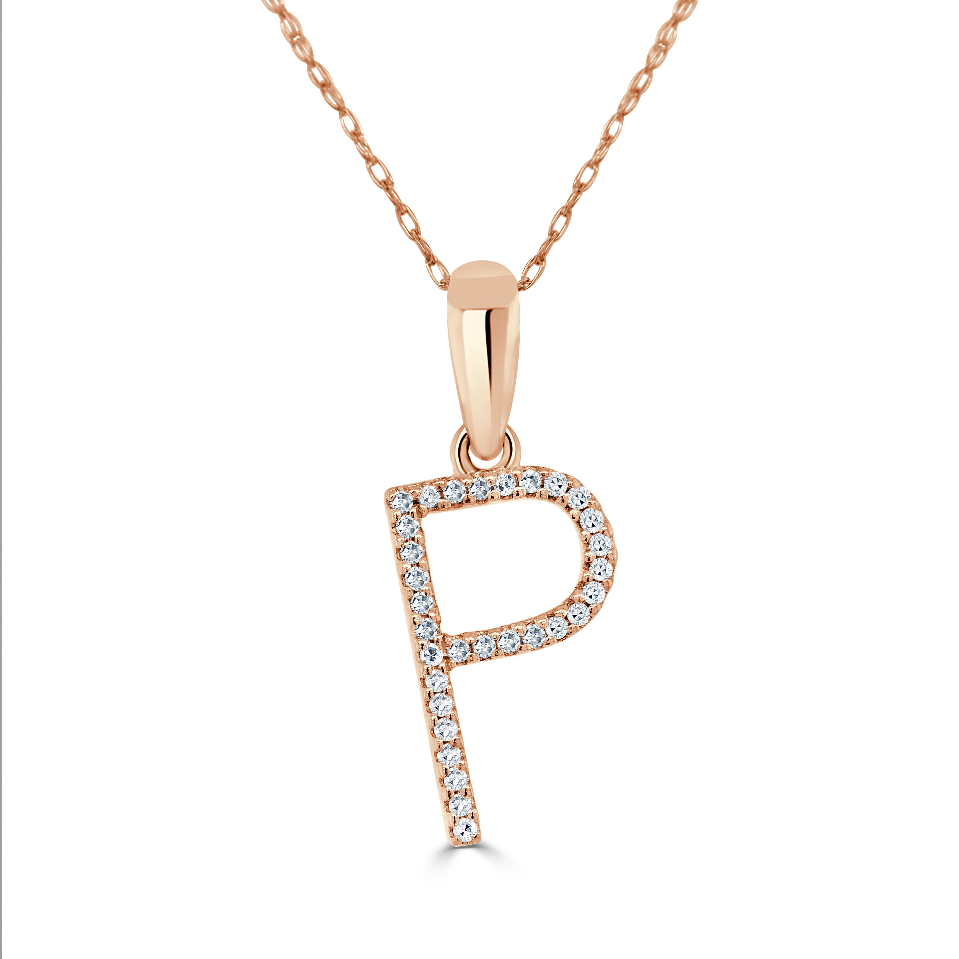 Rose Gold Diamond Initial Necklace