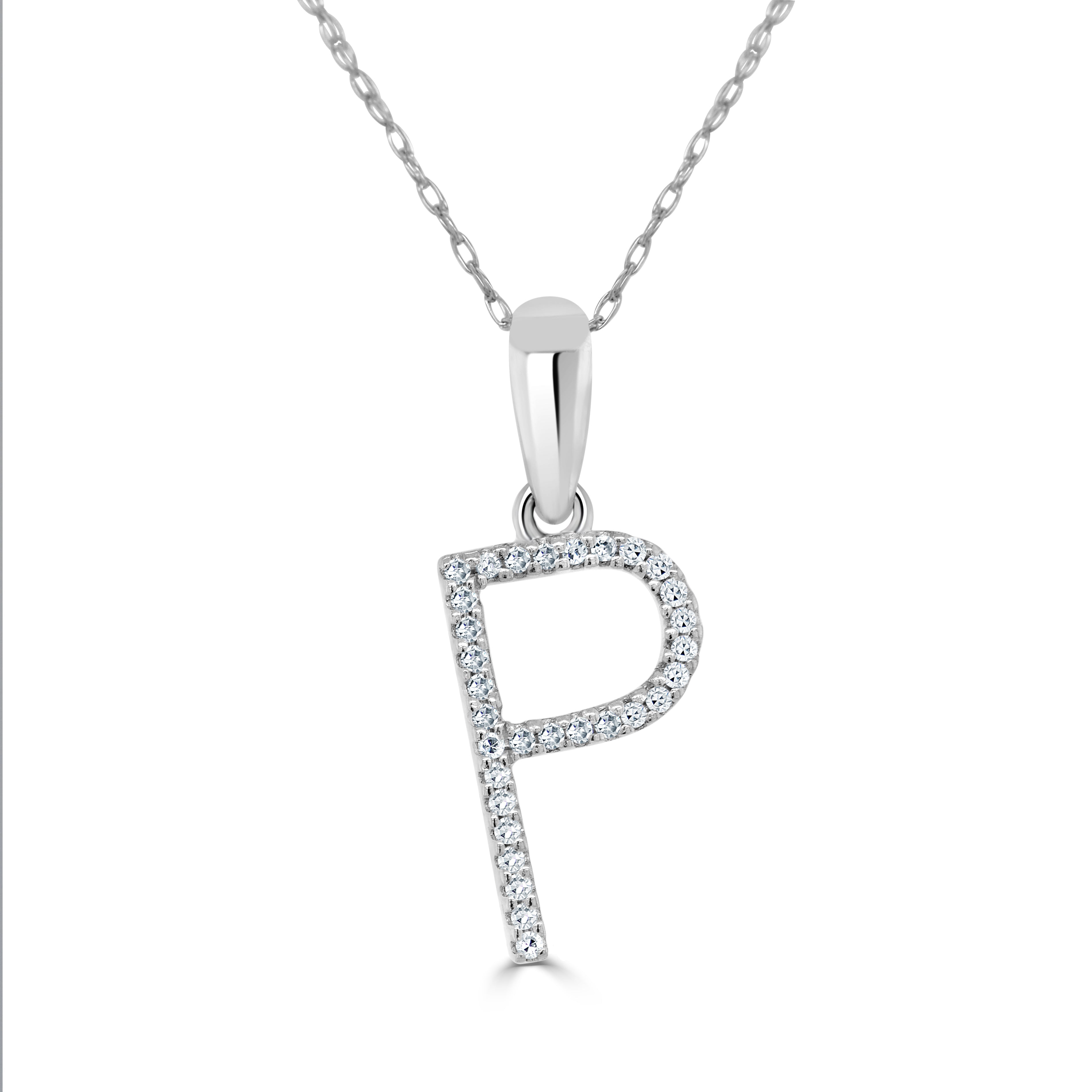 White Gold Diamond Initial Necklace