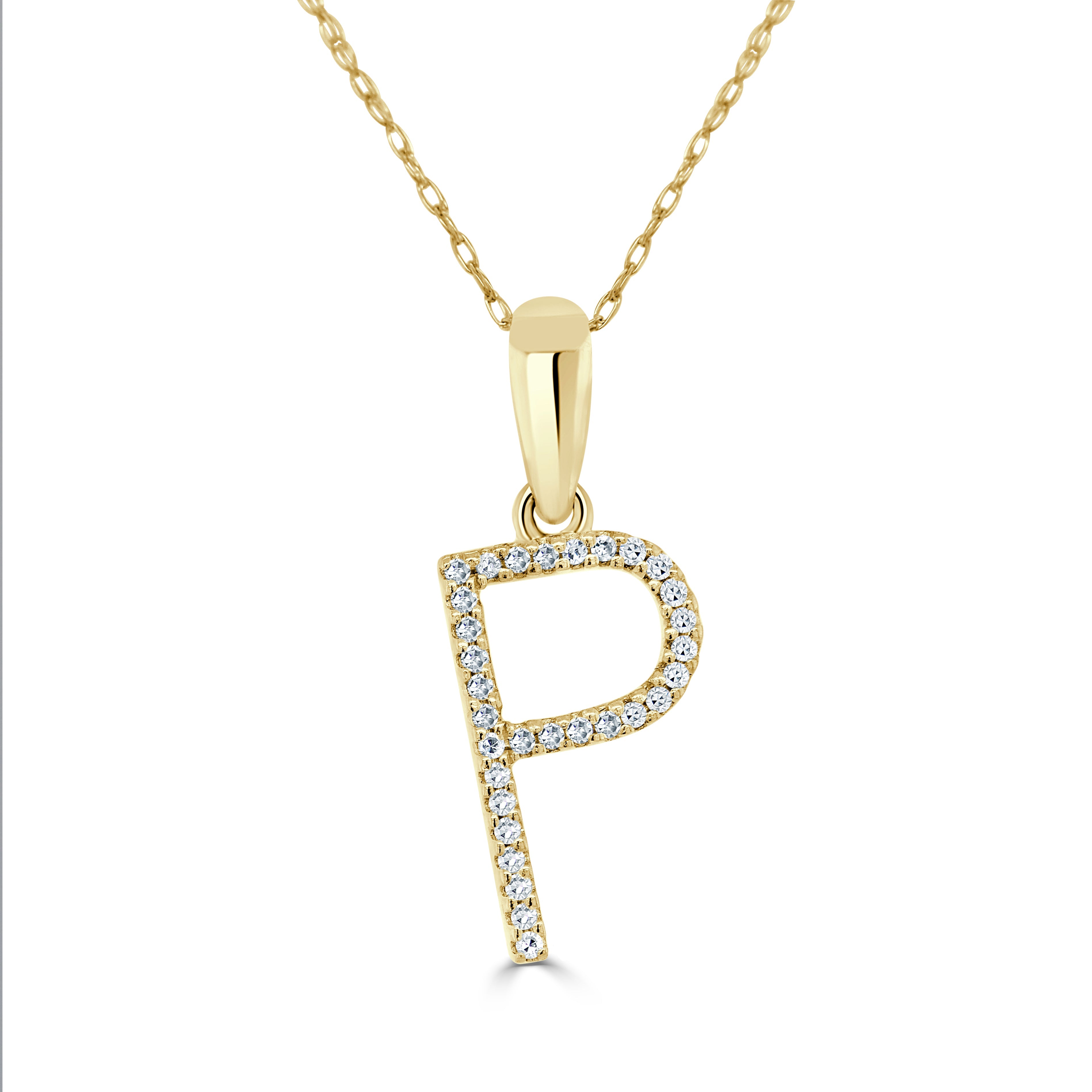 Yellow Gold Diamond Initial Necklace