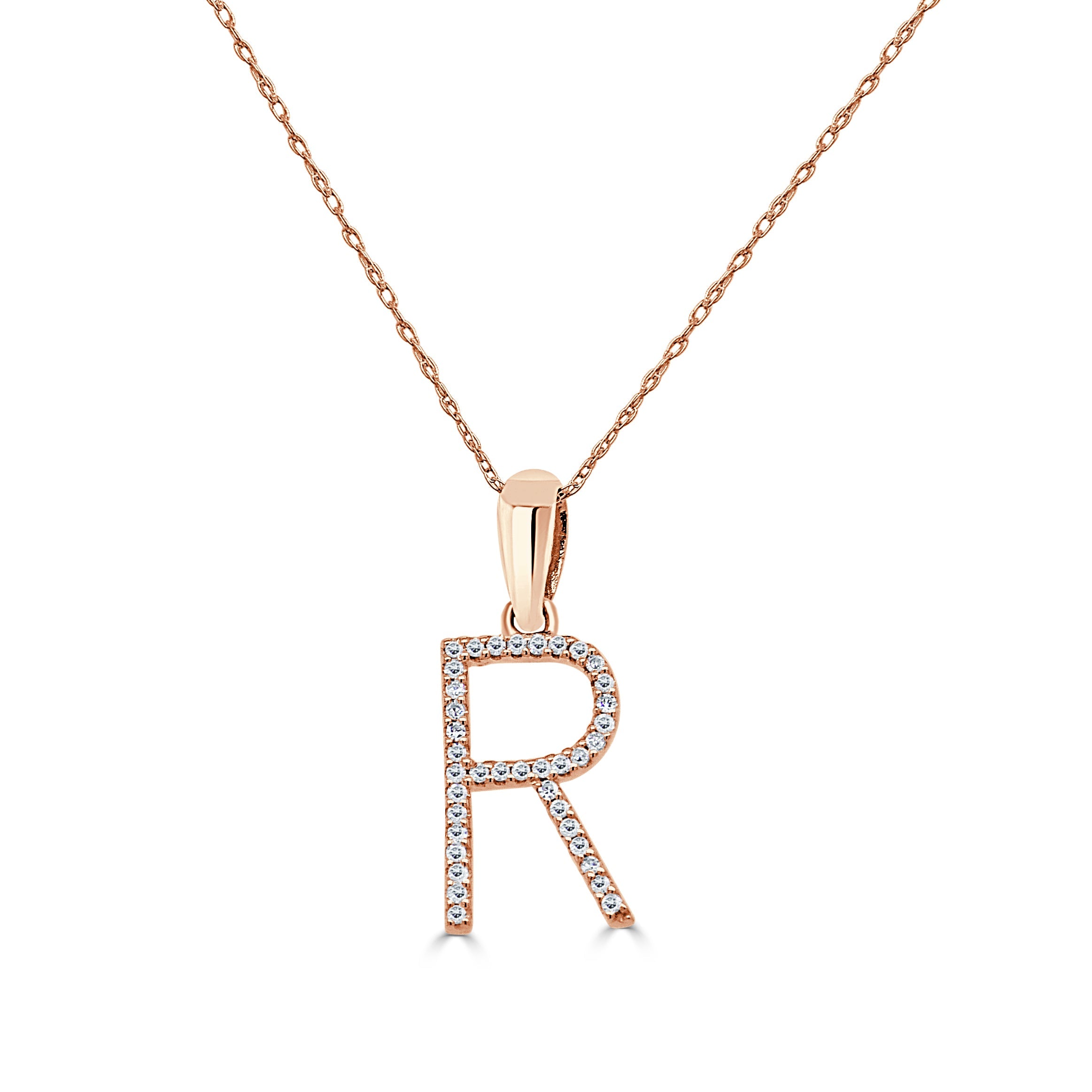 Rose Gold Diamond Initial Necklace