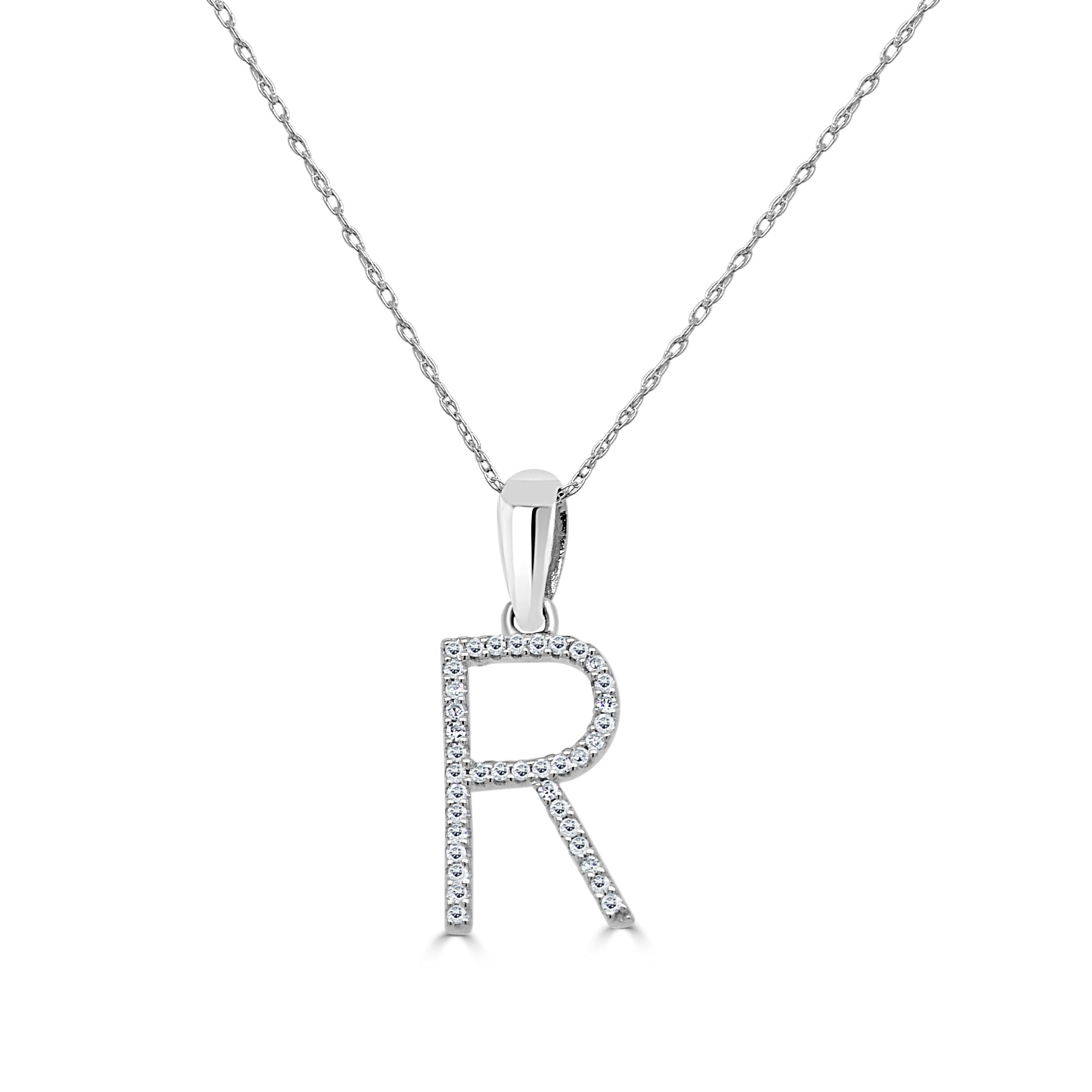 White Gold Diamond Initial Necklace