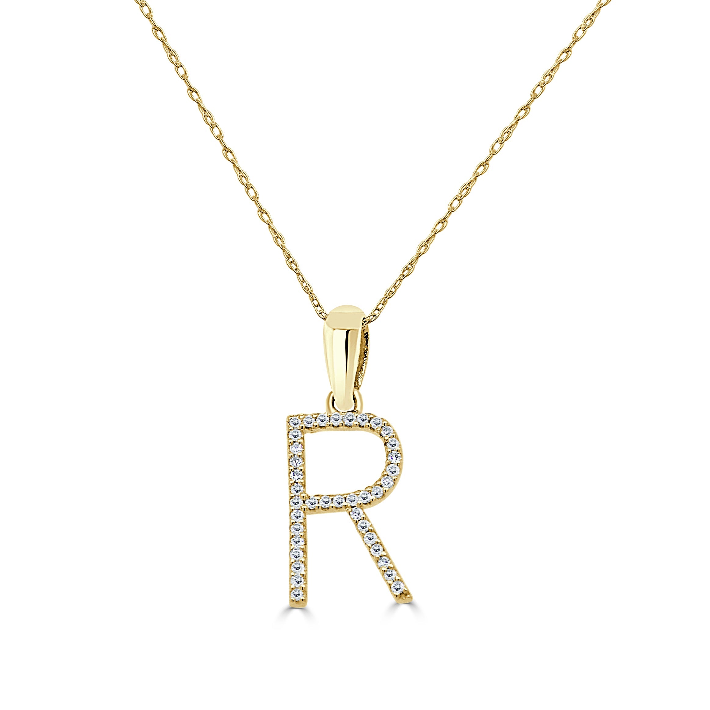 Yellow Gold Diamond Initial Necklace