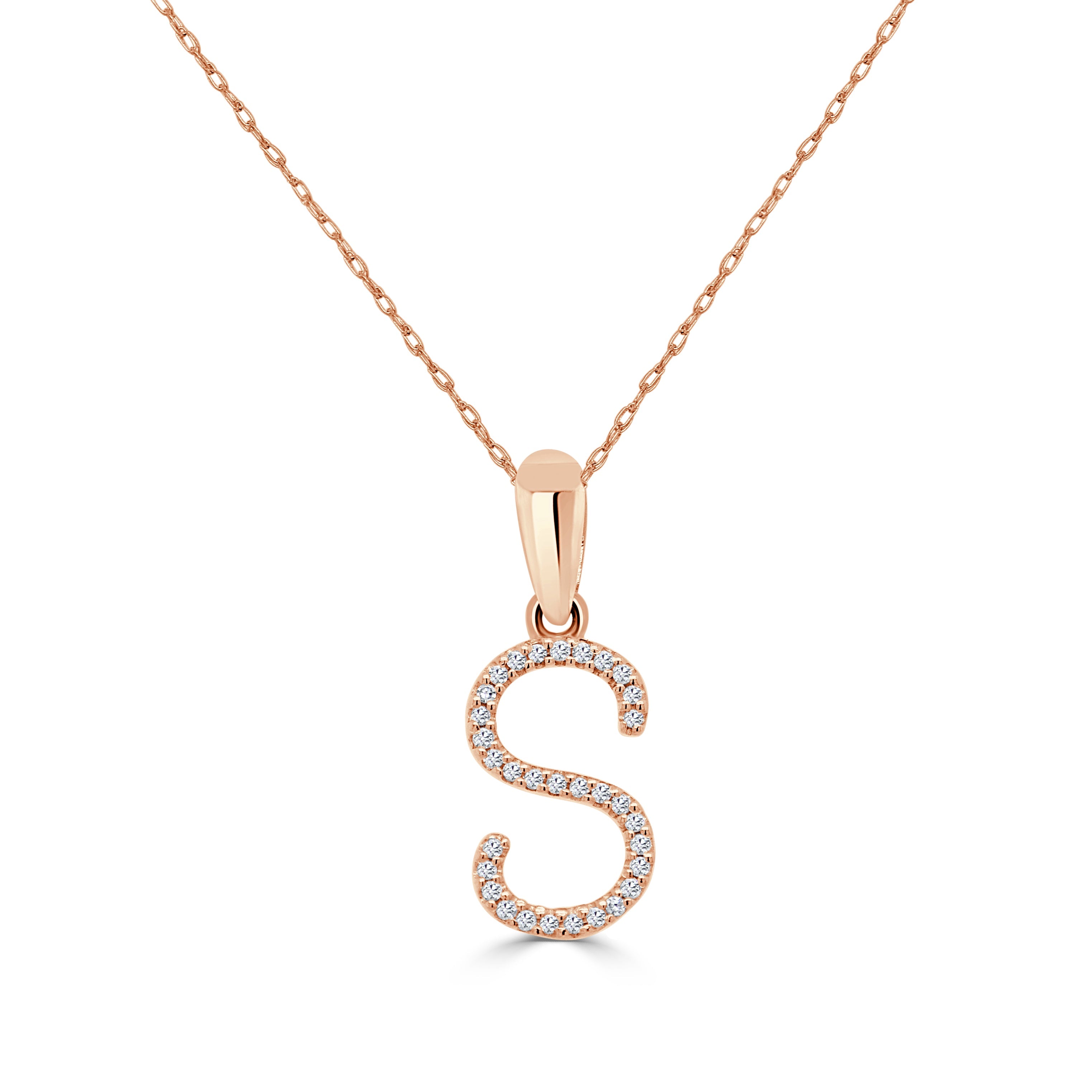Rose Gold Diamond Initial Necklace