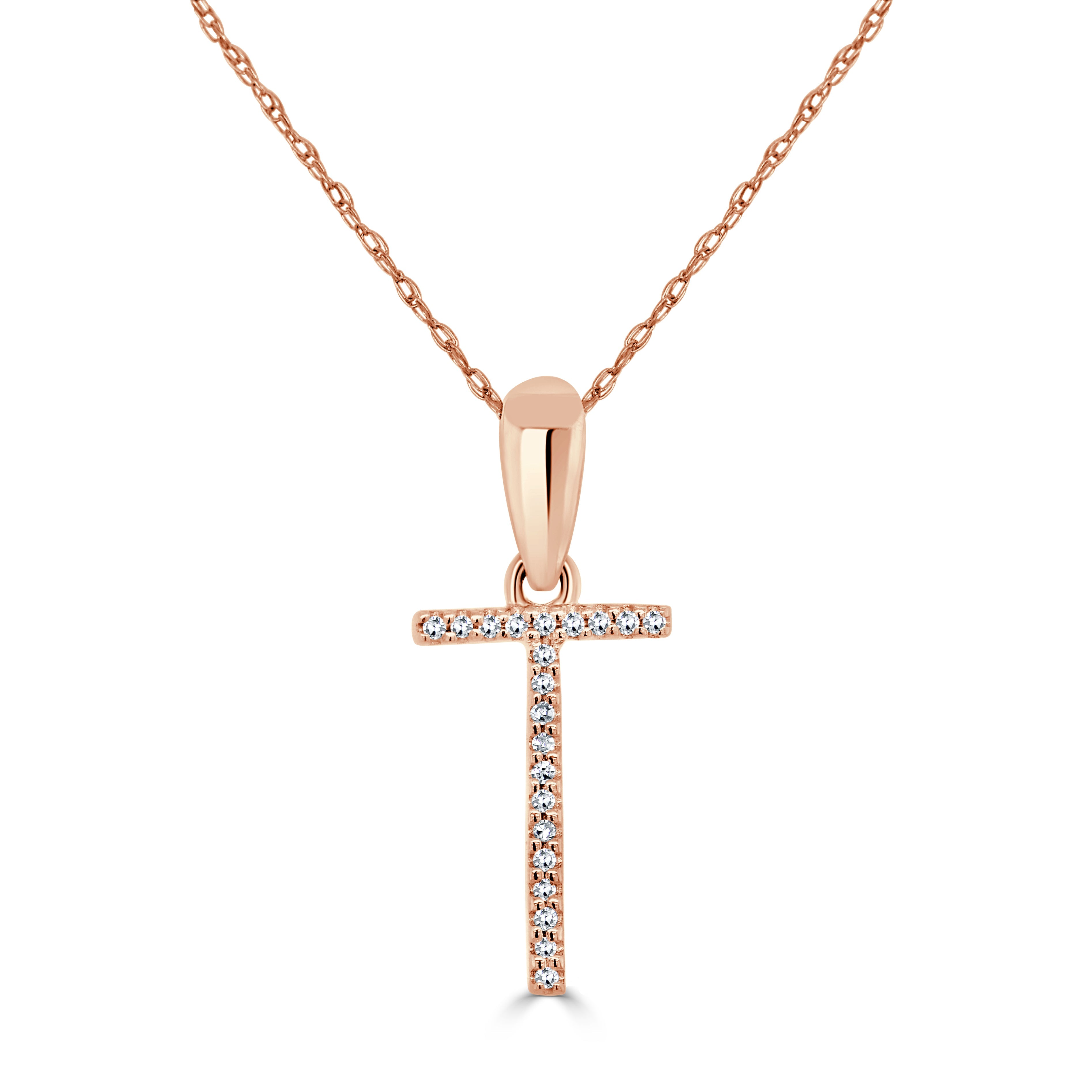 Rose Gold Diamond Initial Necklace
