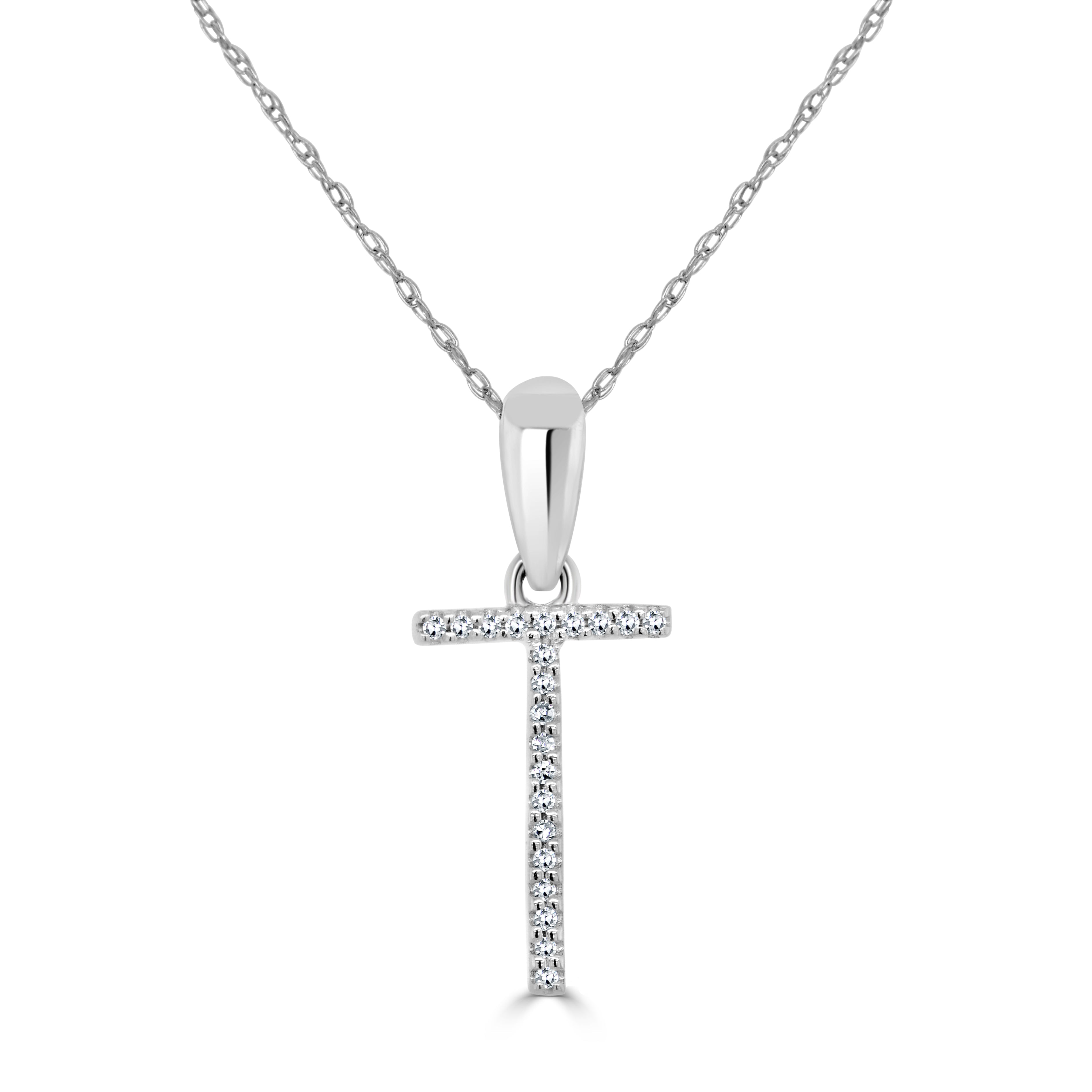 White Gold Diamond Initial Necklace