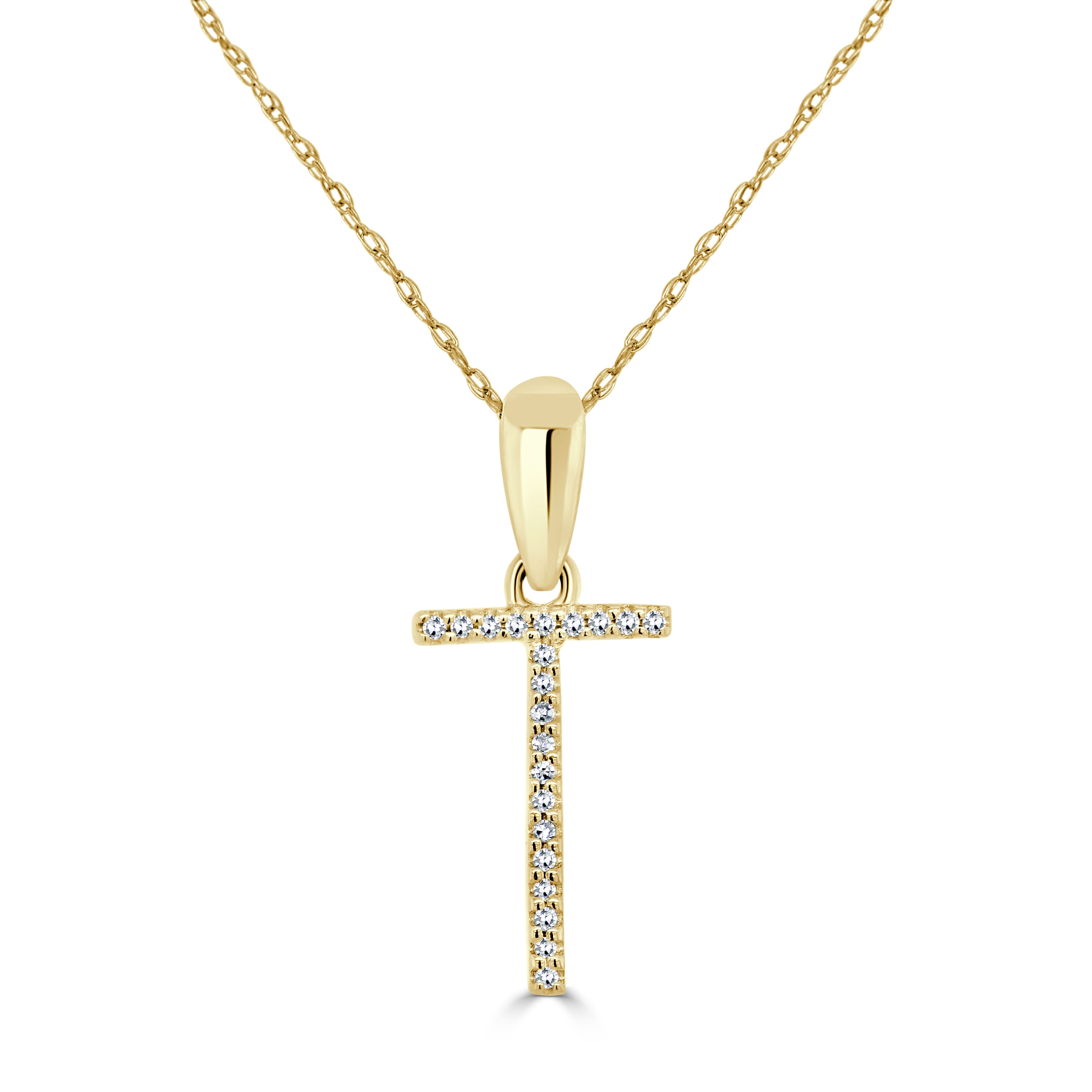Yellow Gold Diamond Initial Necklace