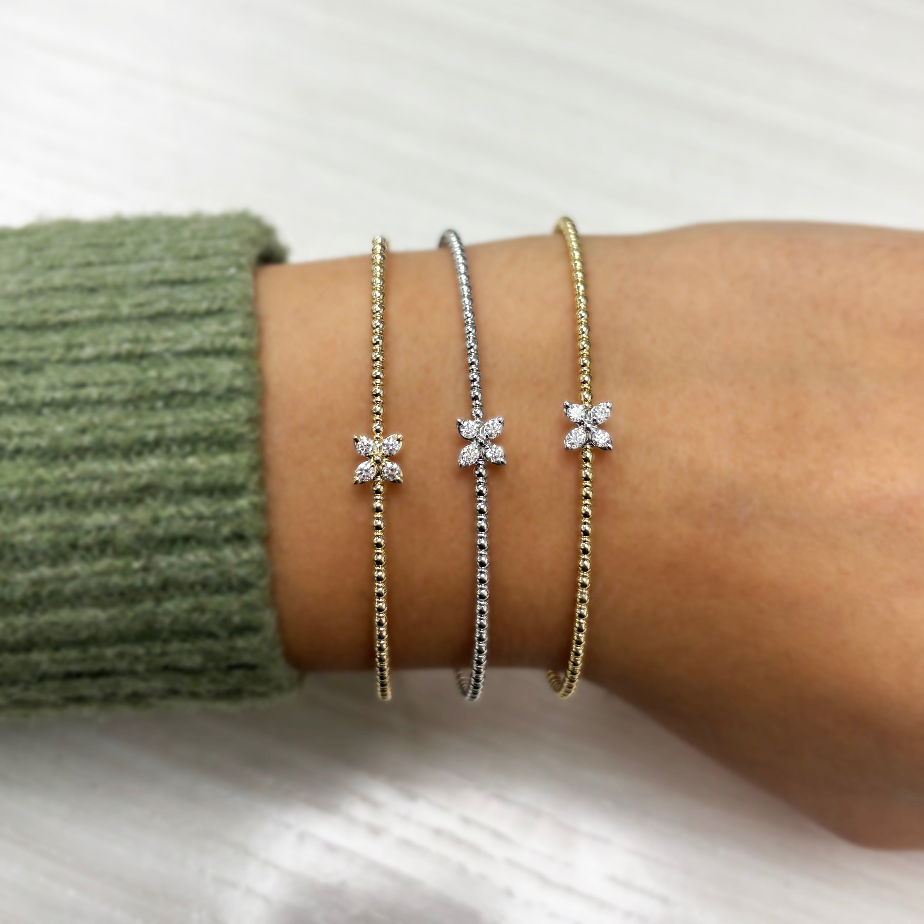 Diamond Beaded Flexible Bangle