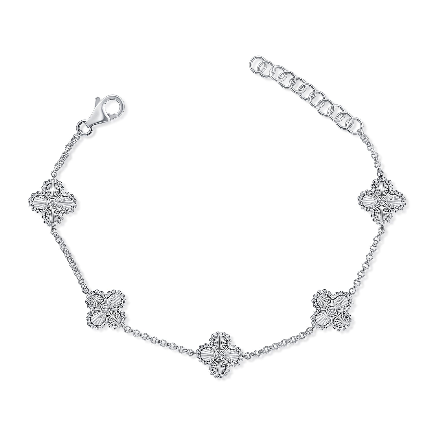 Diamond Fluted Clover Bracelet