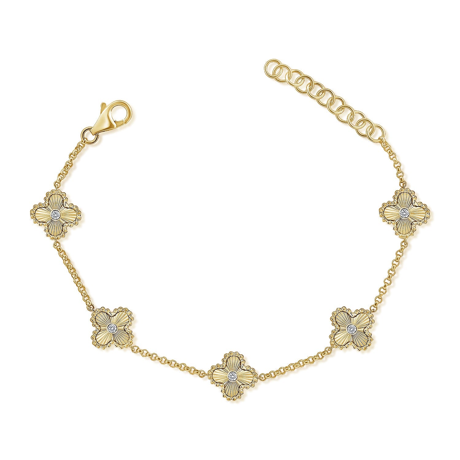 Diamond Fluted Clover Bracelet