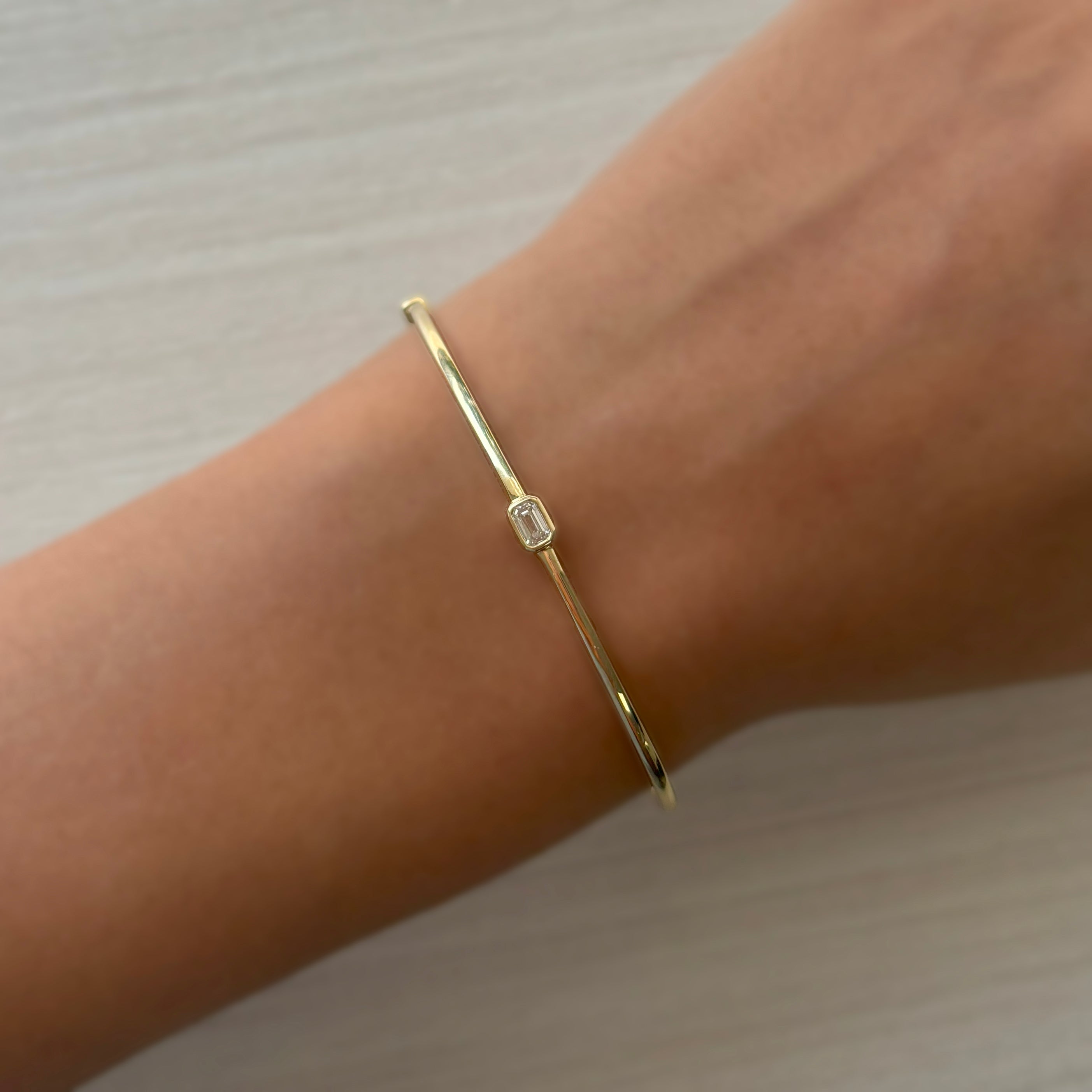 Emerald Cut Diamond Bangle