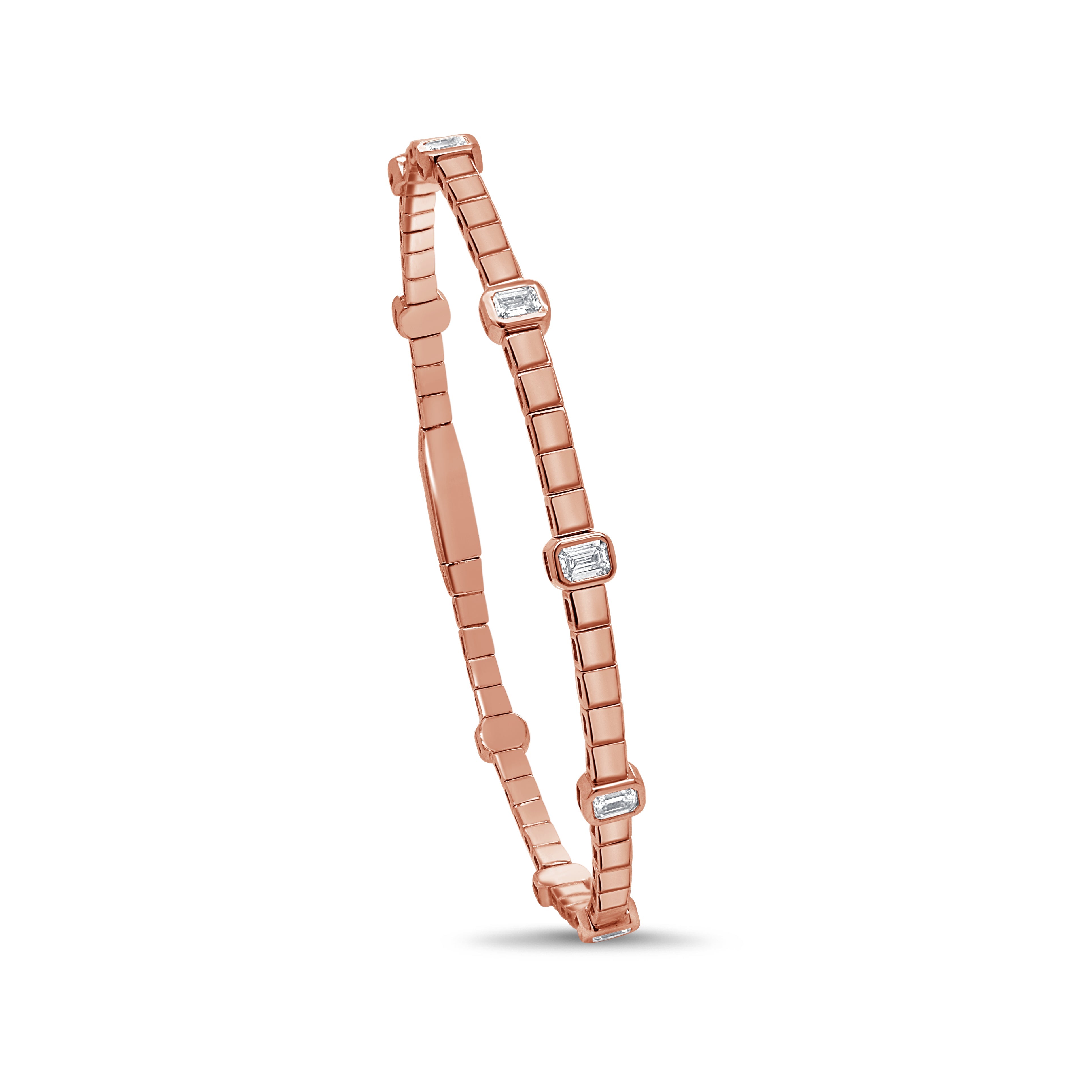 Emerald Cut Diamond Flexible Bangle