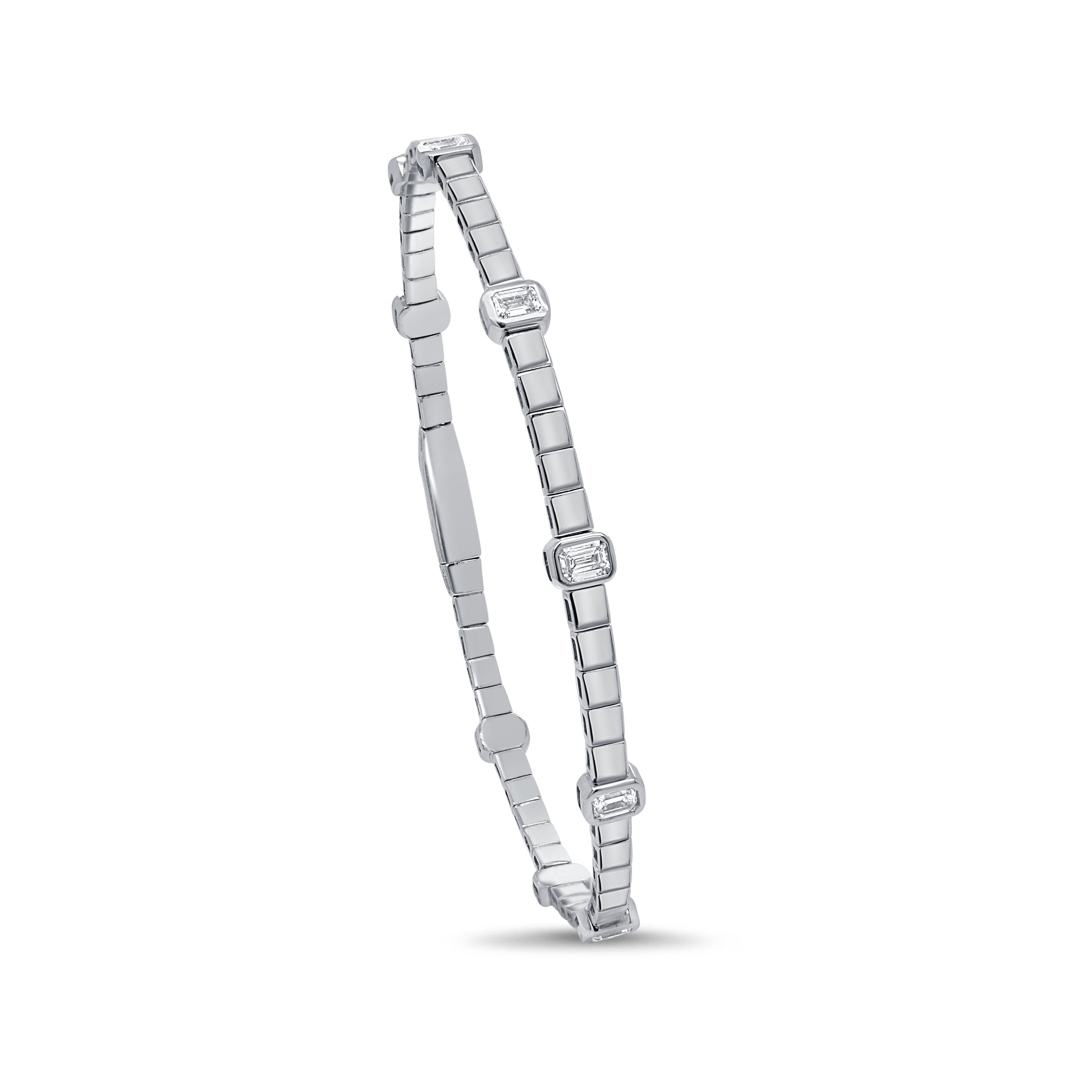 Emerald Cut Diamond Flexible Bangle