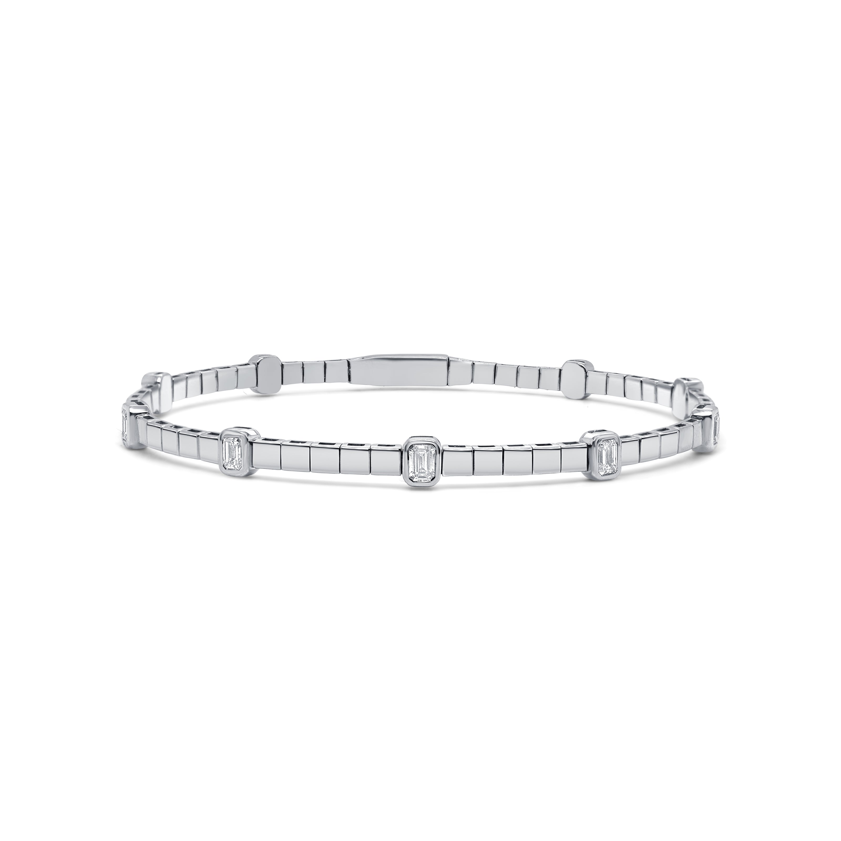 Emerald Cut Diamond Flexible Bangle