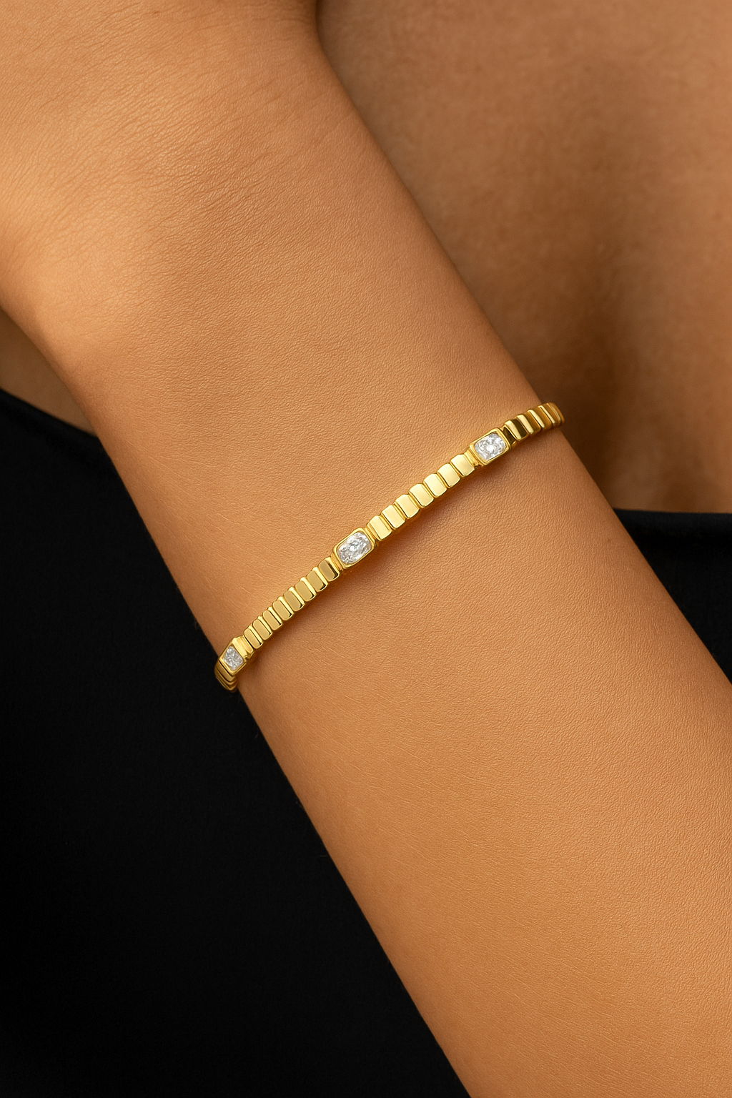 Emerald-Cut Diamond Bangle