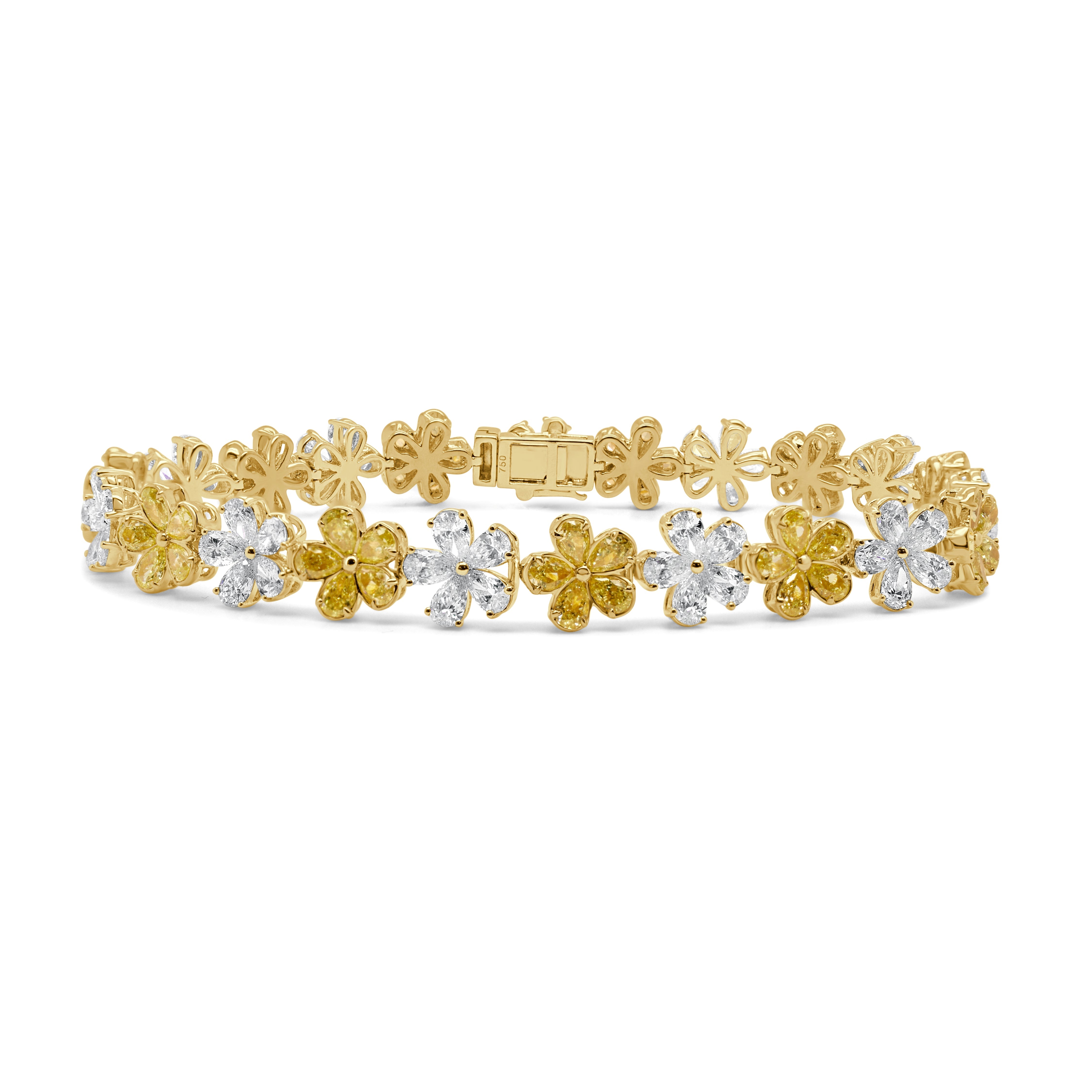 Pear Diamond Yellow Diamond Flower Bracelet