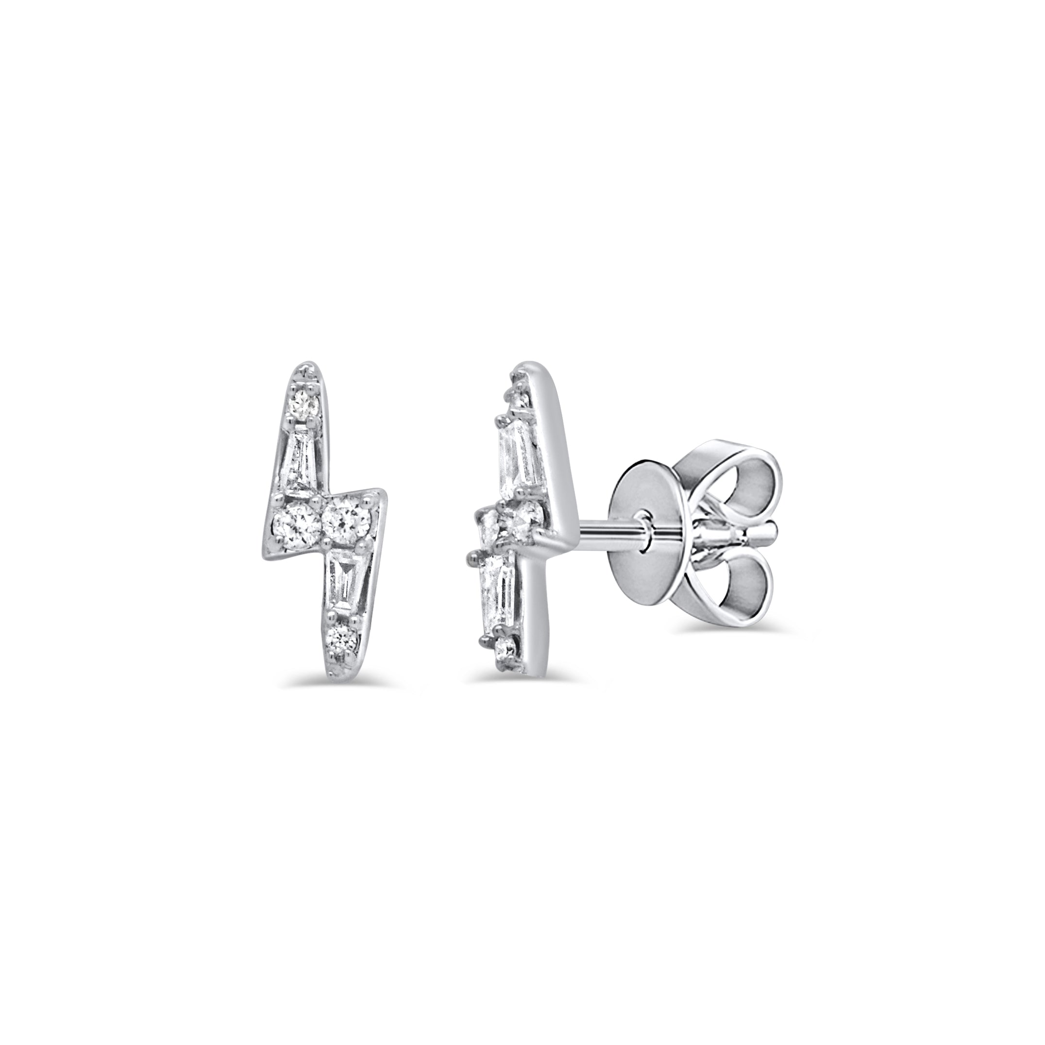 Diamond Lightning Bolt Stud Earrings