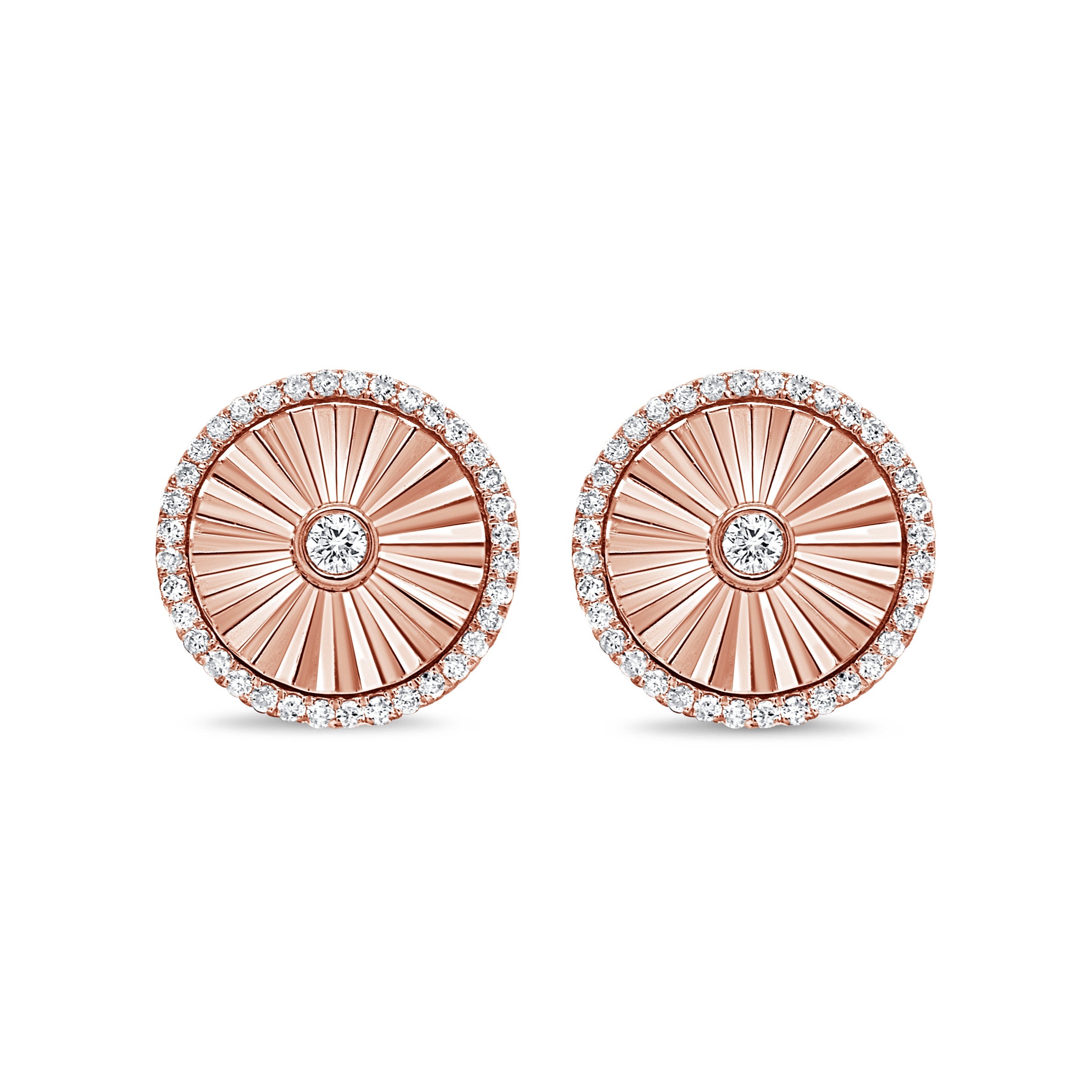 Diamond Fluted Disc Earrings