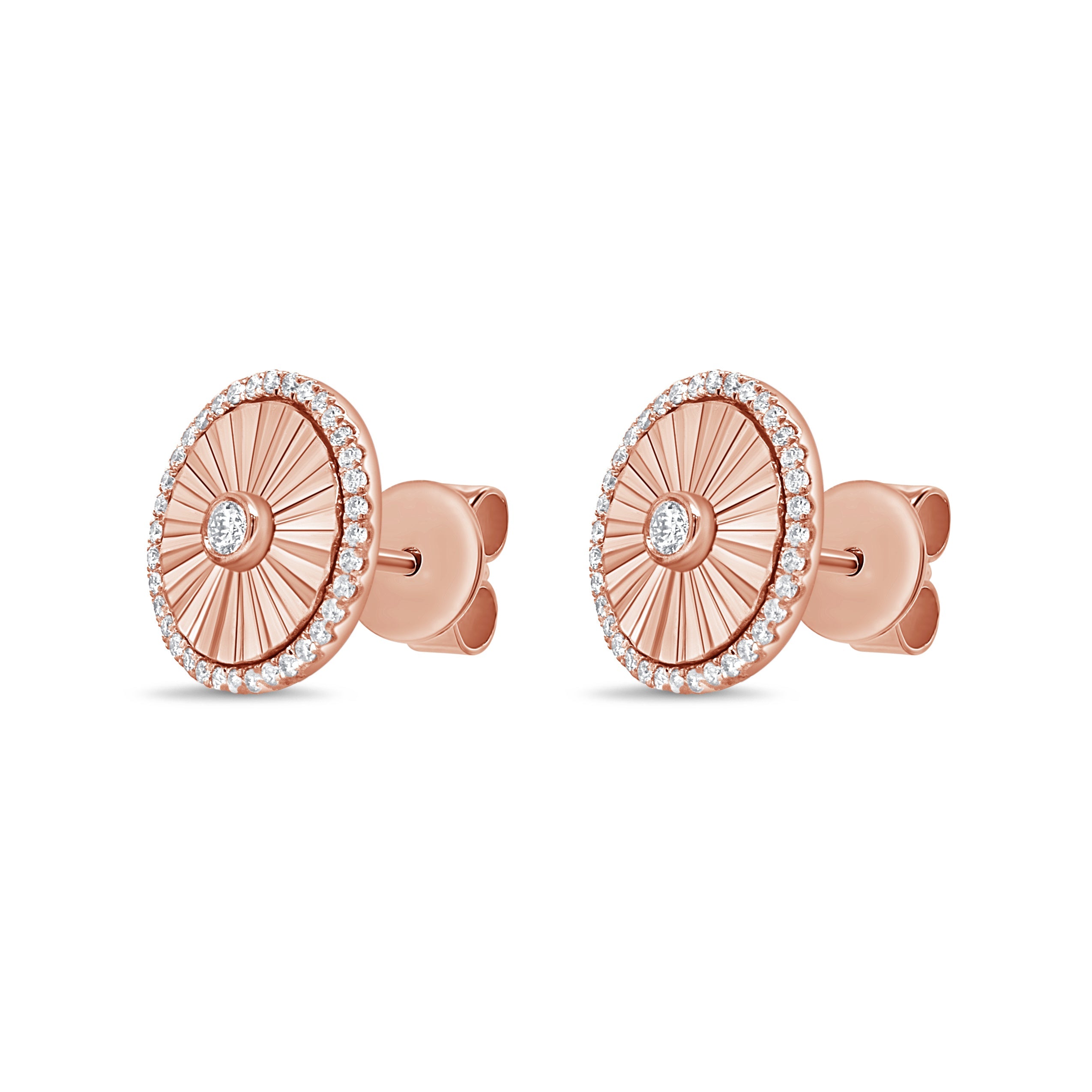 Diamond Fluted Disc Earrings